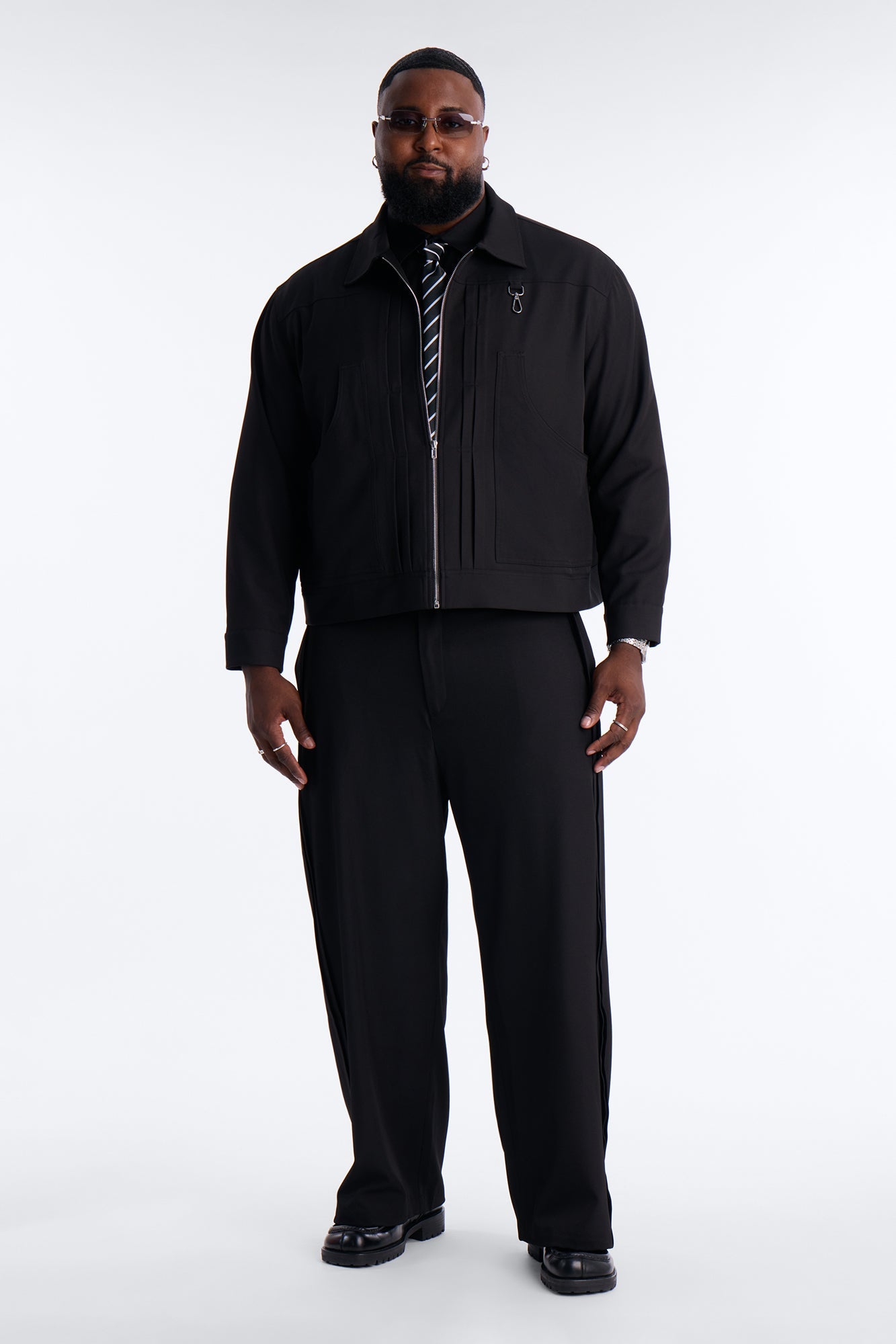 Relaxed Vertical Sync Zip Jacket - Black Fashion Nova