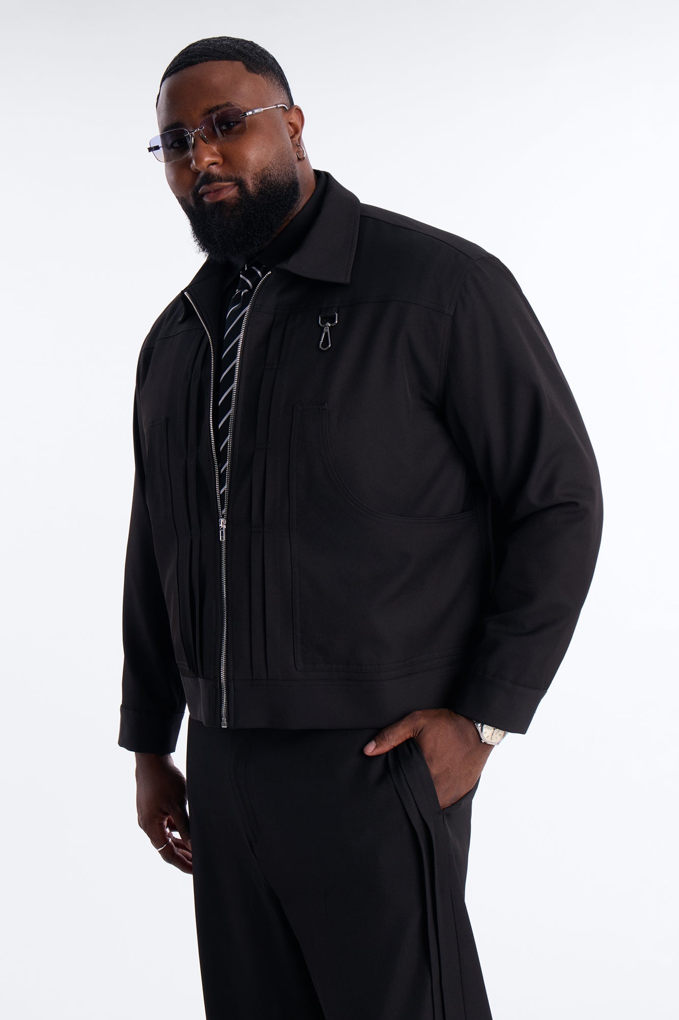 Relaxed Vertical Sync Zip Jacket - Black Fashion Nova