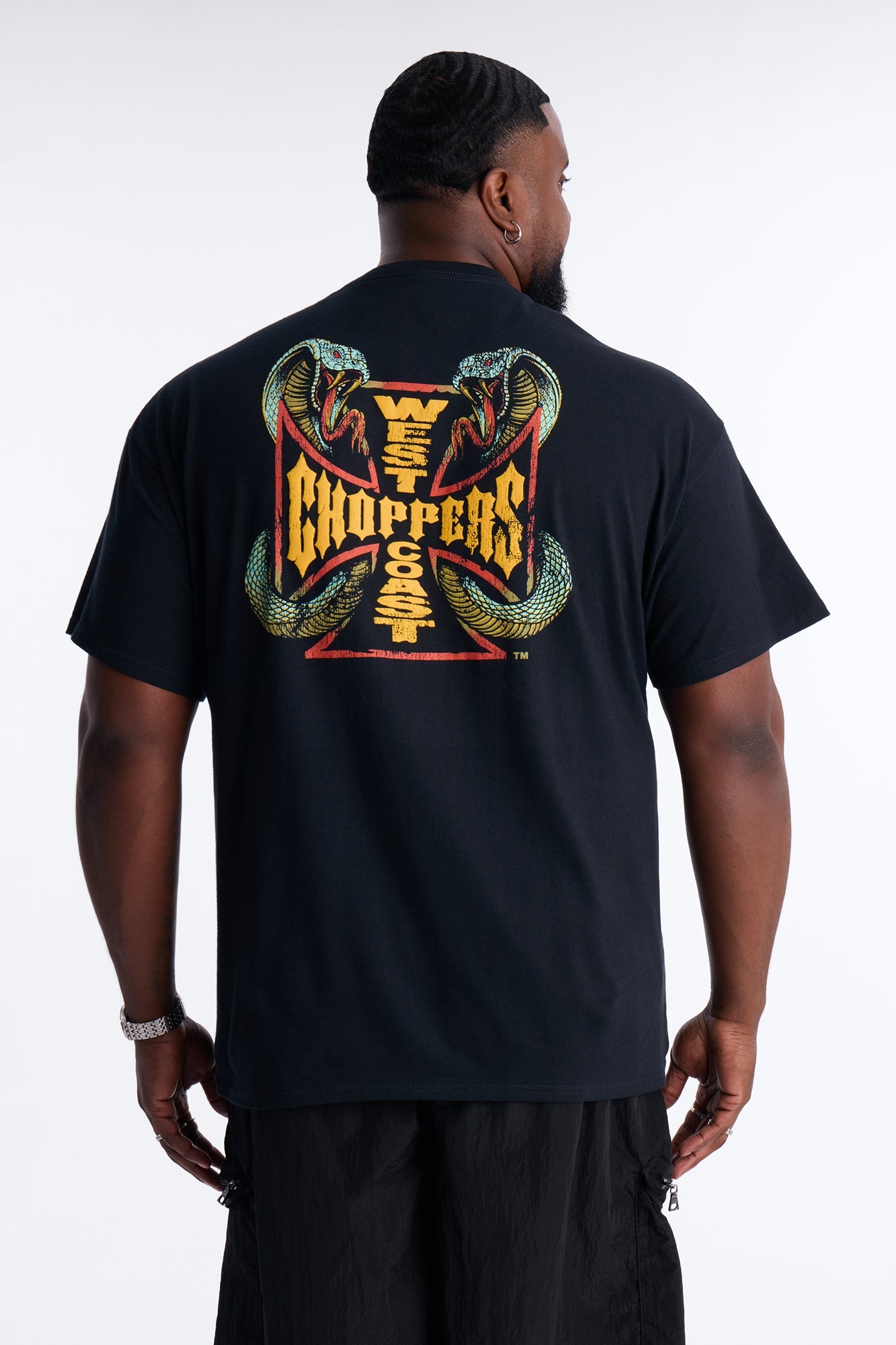 West Coast Choppers Cobra Puff Print Short Sleeve Tee - Black Fashion Nova