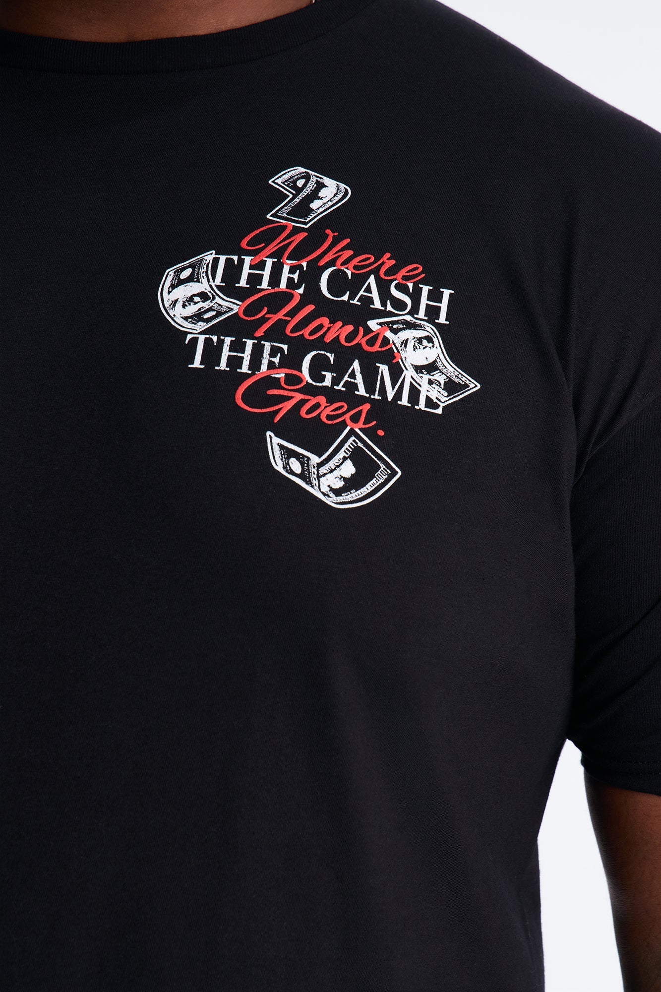 Money Talks Puff Print Short Sleeve Tee - Black Fashion Nova