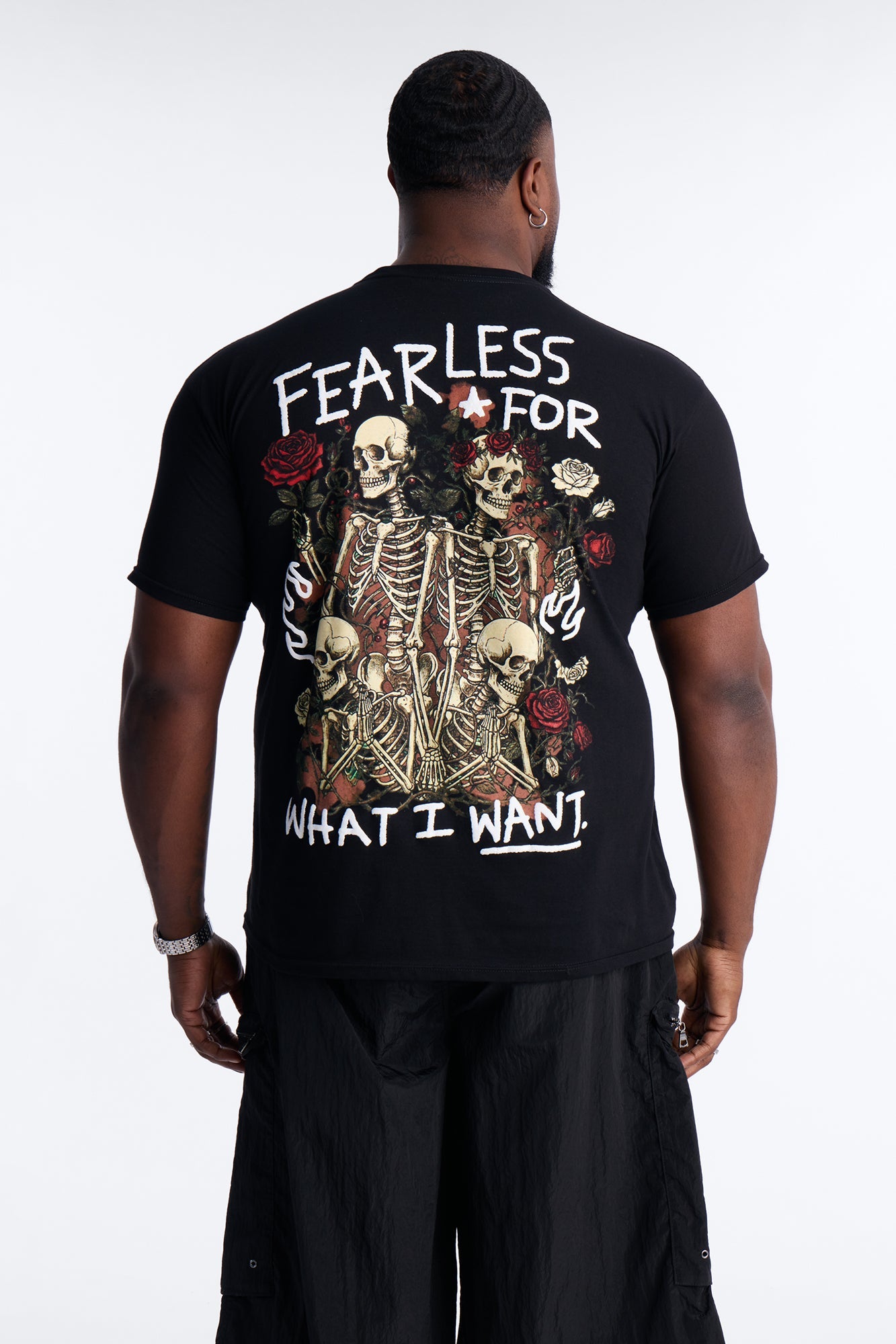 Grateful And Fearless Puff Print Short Sleeve Tee - Black Fashion Nova