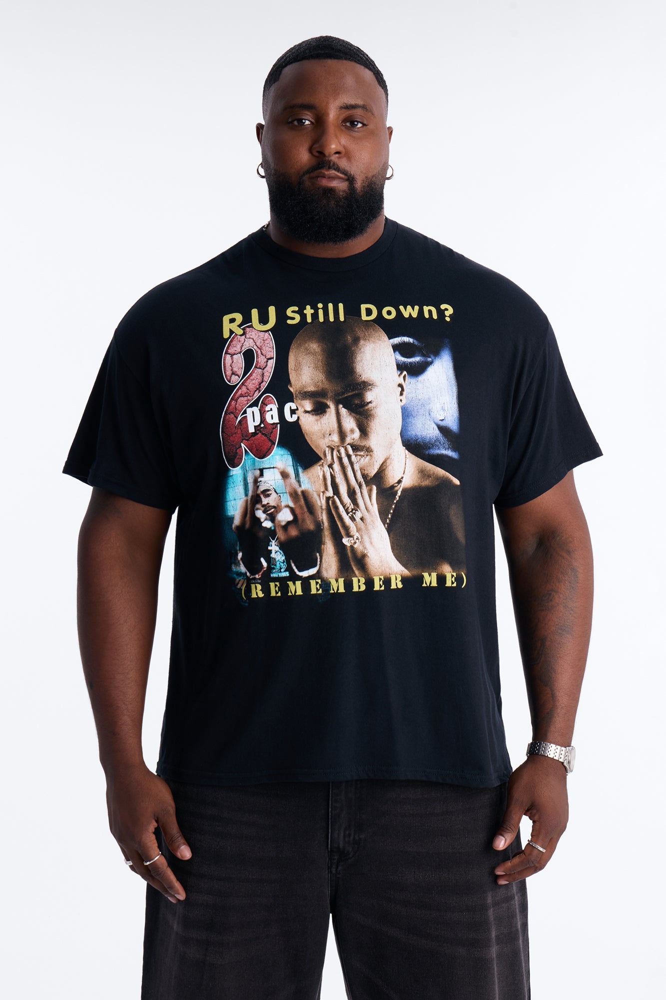 2pac R U Still Down Short Sleeve Tee - Black Fashion Nova