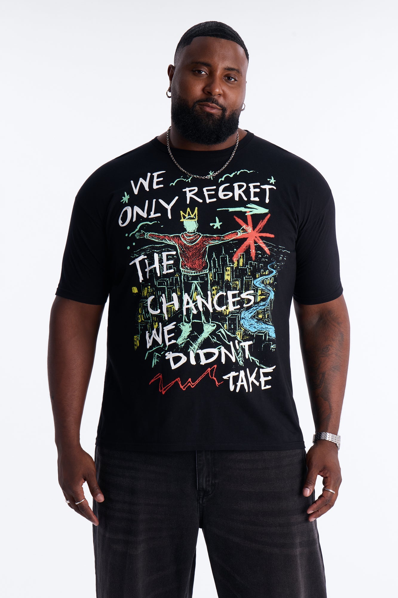 Fortunate Favors The Bold Puff Print Short Sleeve Tee - Black Fashion Nova