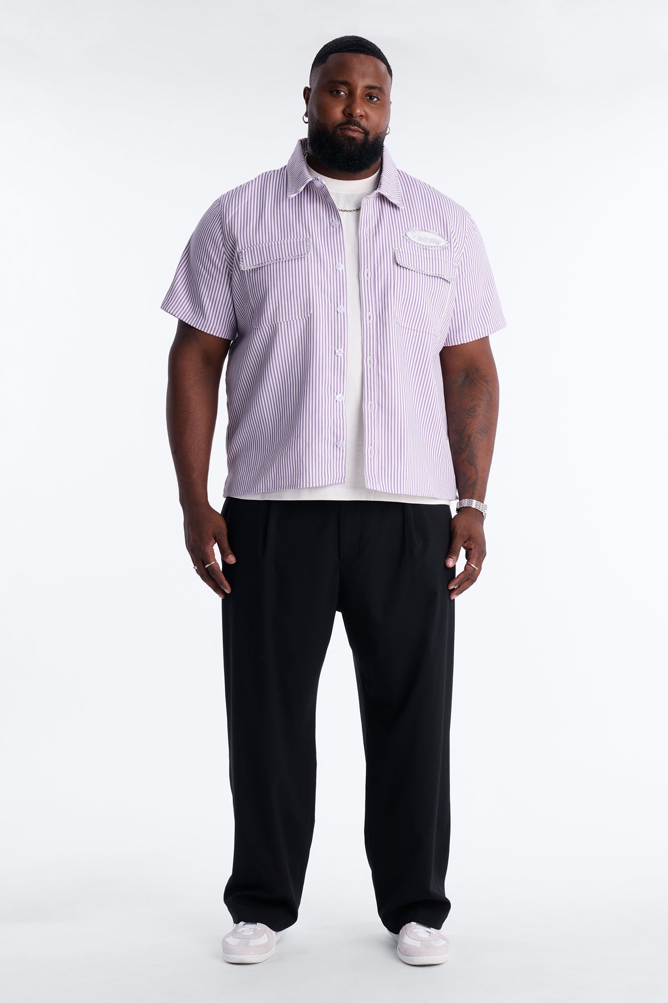 Diamante Trim Mechanic Shirt - Purple Fashion Nova