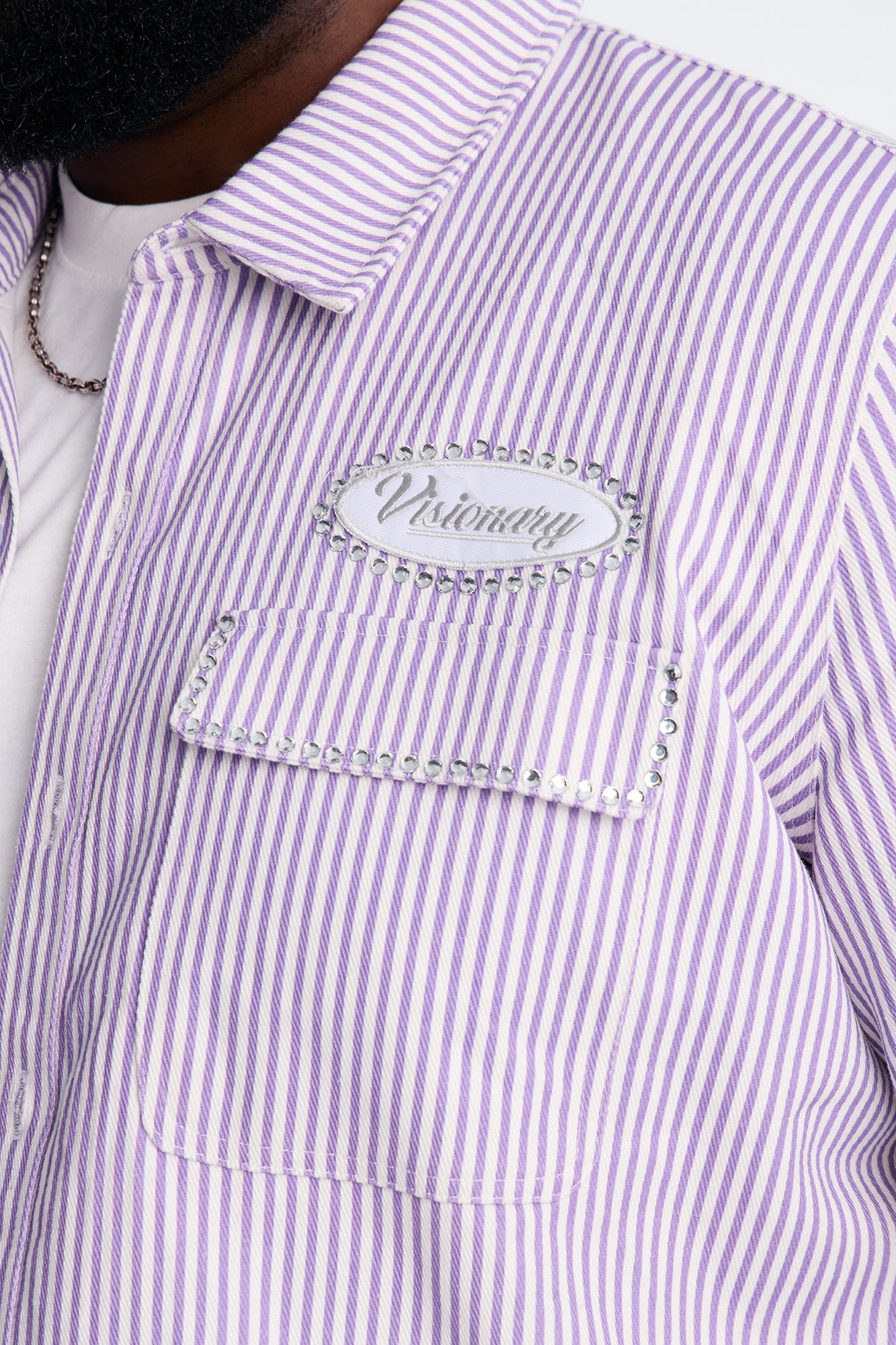 Diamante Trim Mechanic Shirt - Purple Fashion Nova