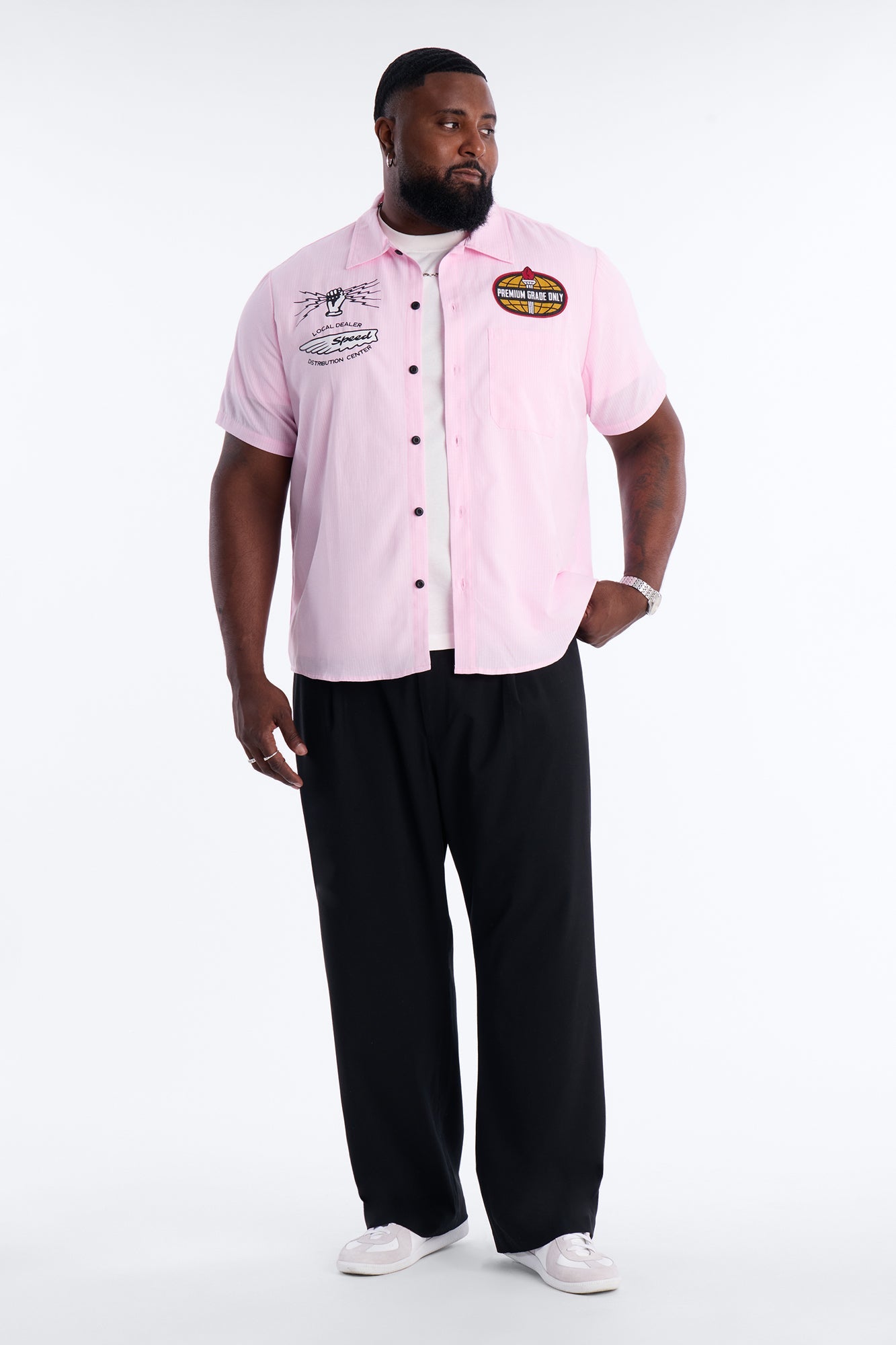 Cropped Overdrive Mode Striped Button Up Shirt - Pink Fashion Nova