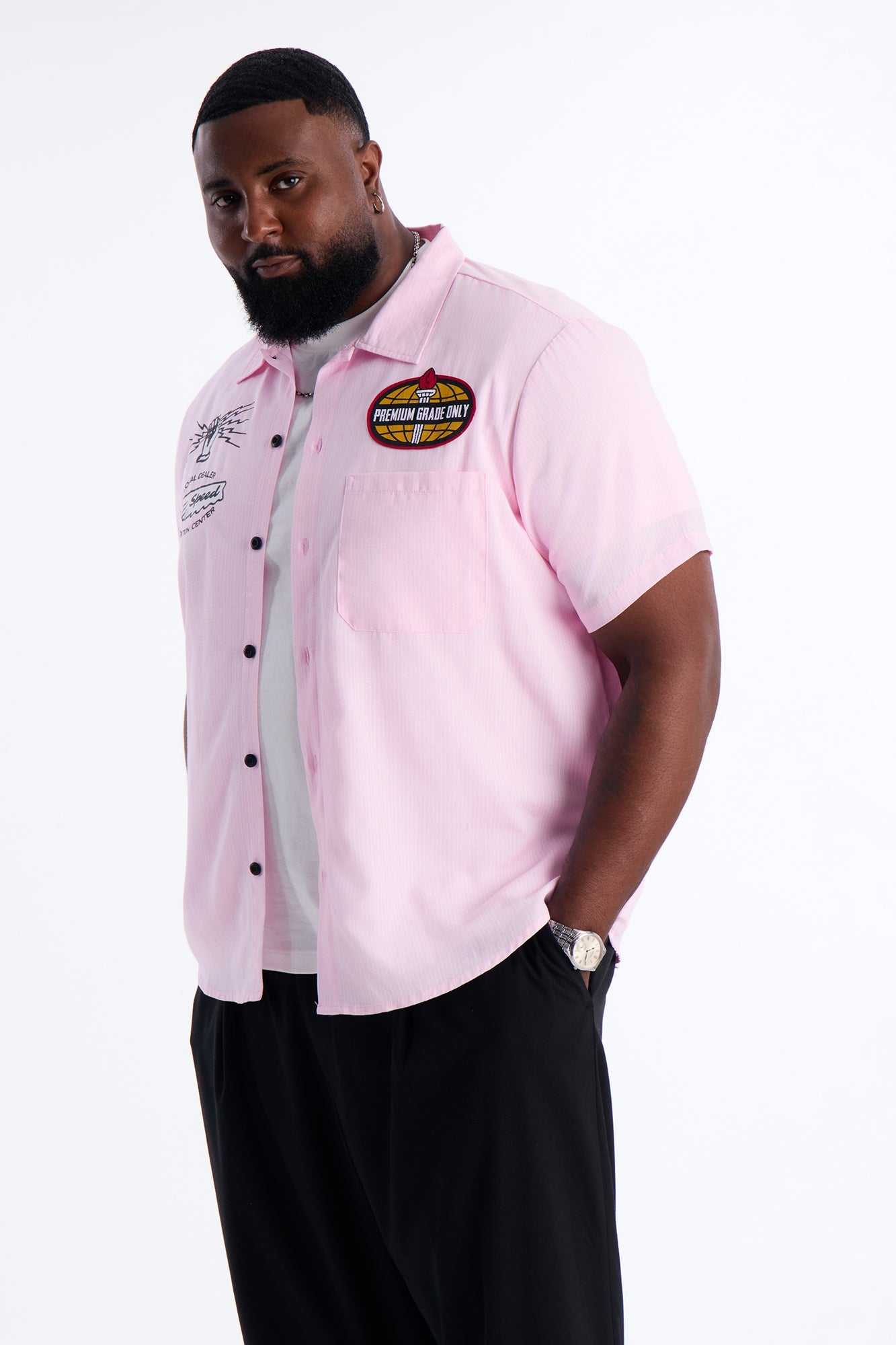 Cropped Overdrive Mode Striped Button Up Shirt - Pink Fashion Nova