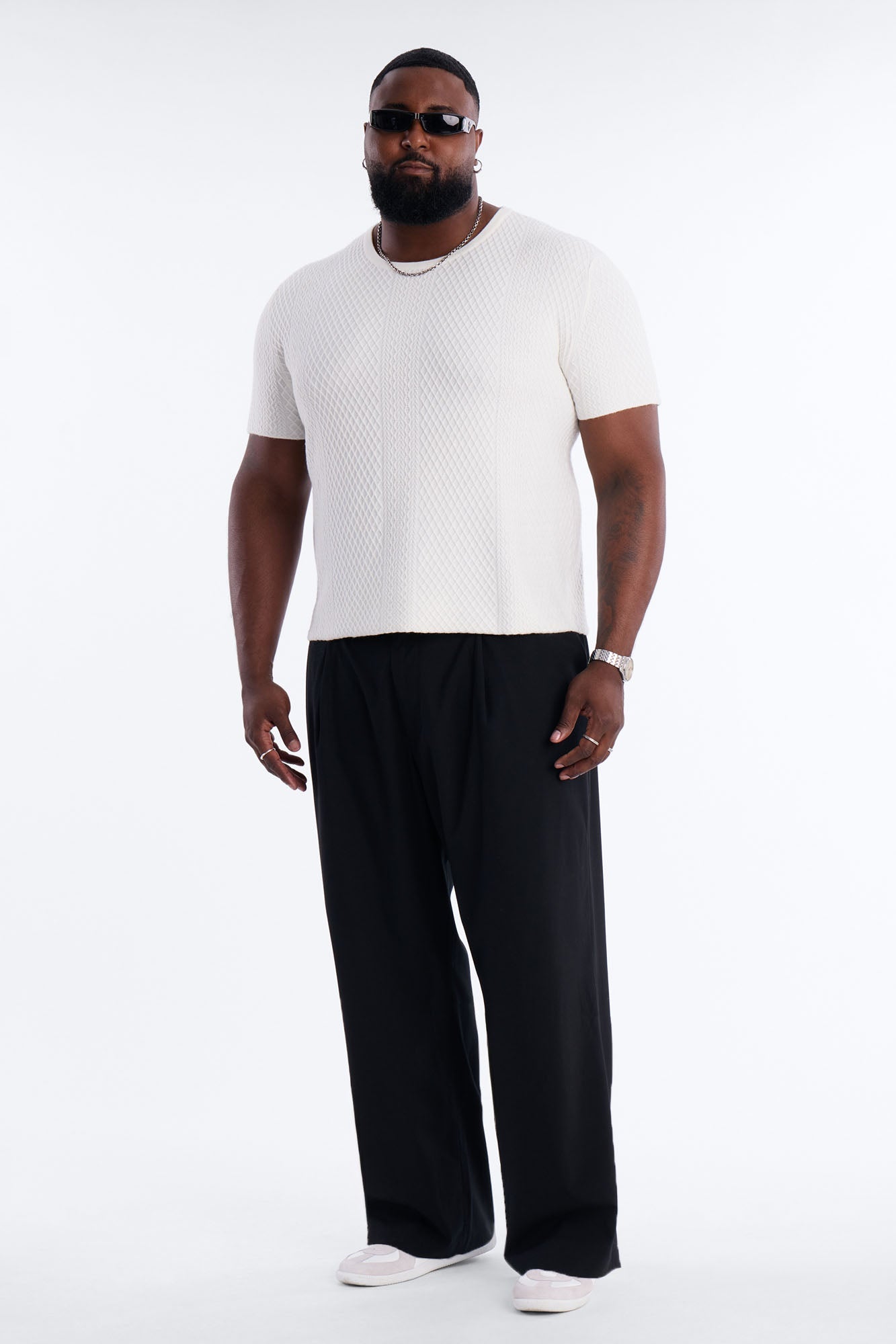 Relaxed Knitted Crewneck Tee - Cream Fashion Nova