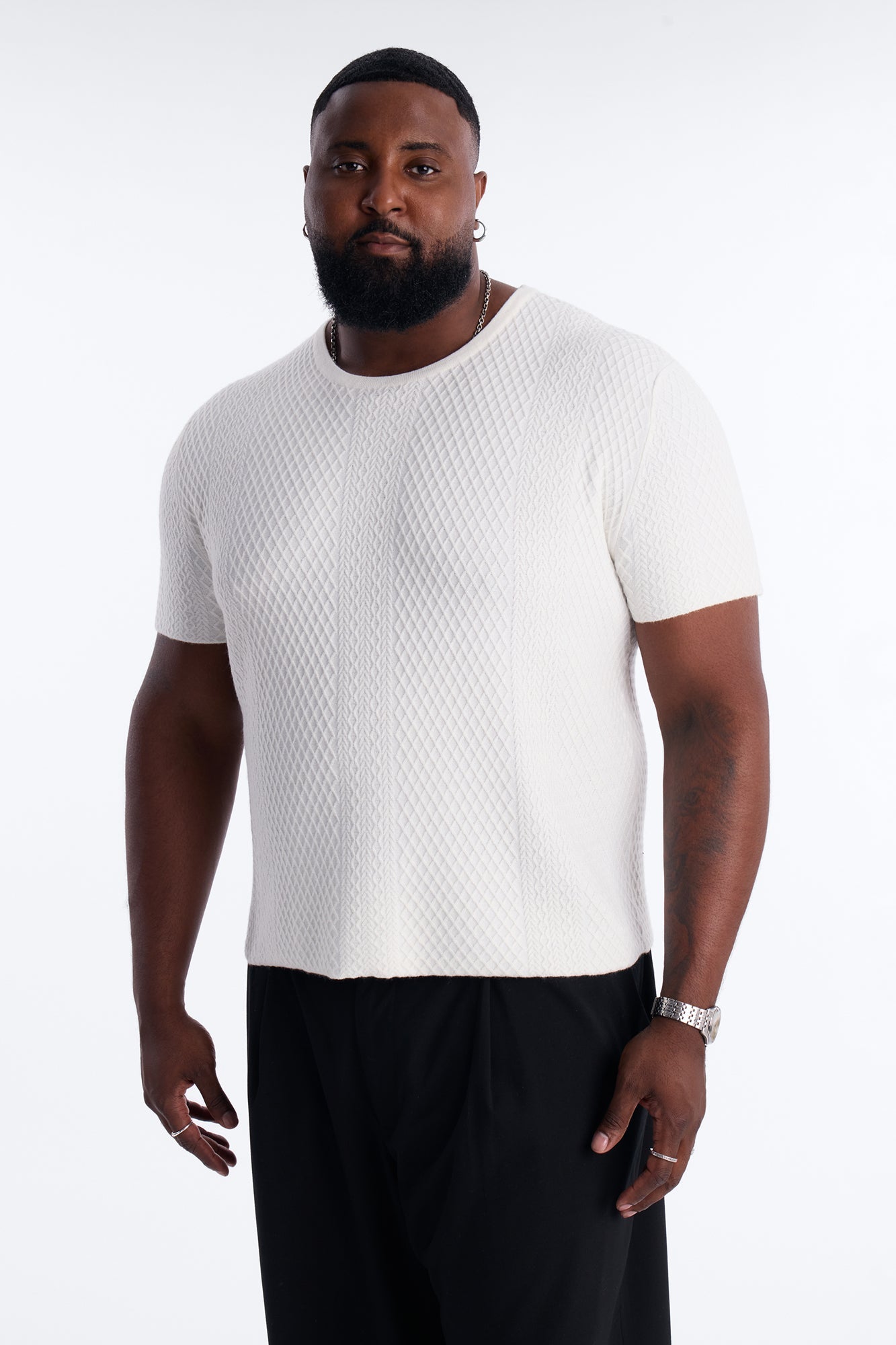 Relaxed Knitted Crewneck Tee - Cream Fashion Nova