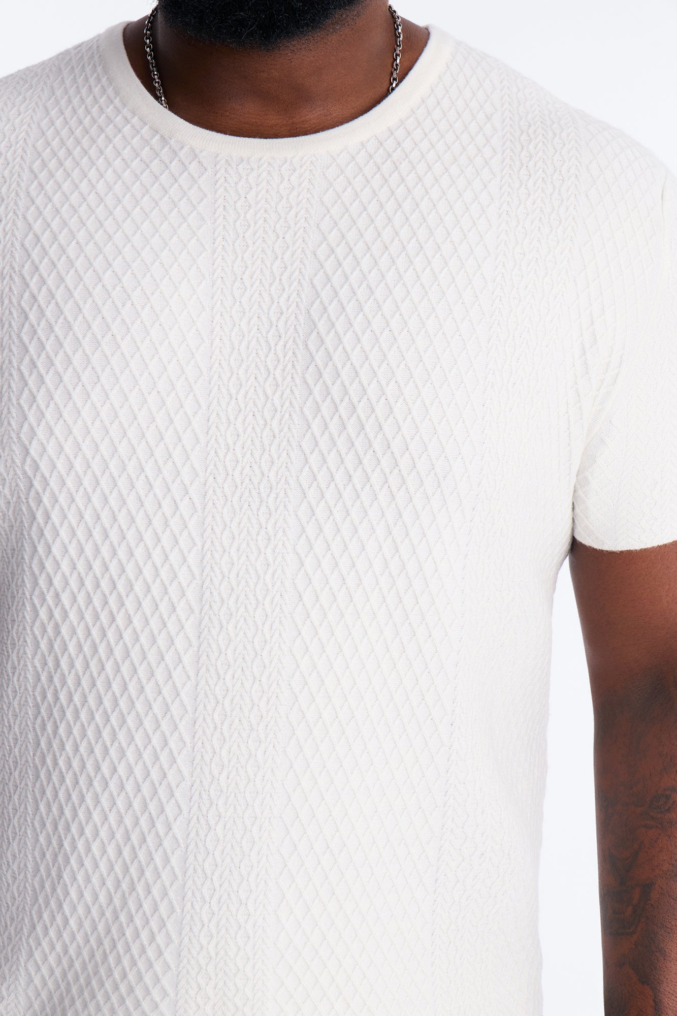 Relaxed Knitted Crewneck Tee - Cream Fashion Nova