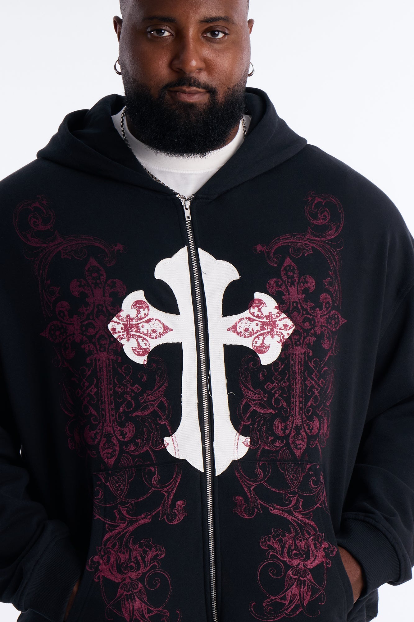 Pick Up Your Cross Patch Zip Hoodie - Black Fashion Nova