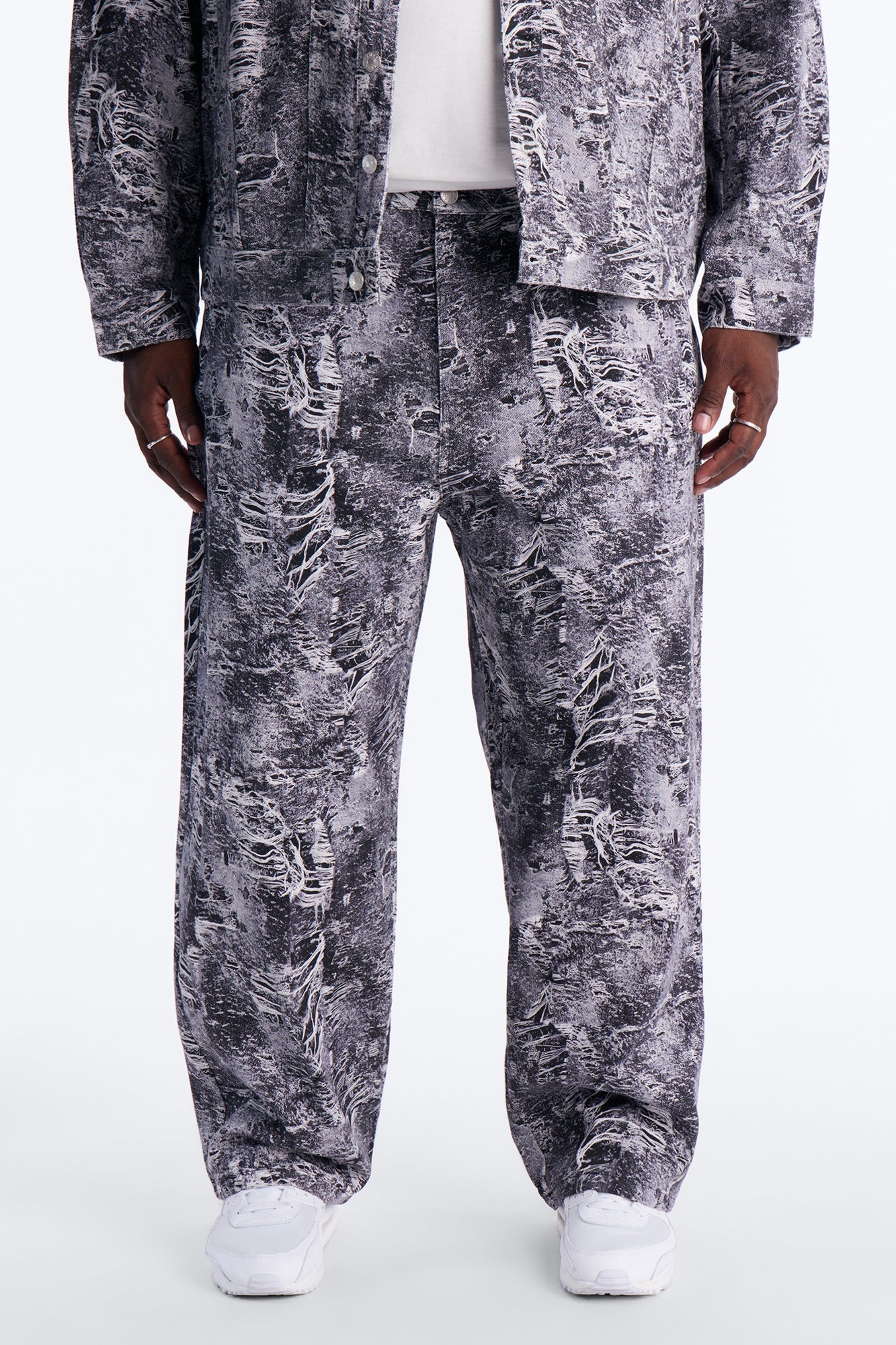 Baggy Ghost Distressed Printed Jean - Black Fashion Nova
