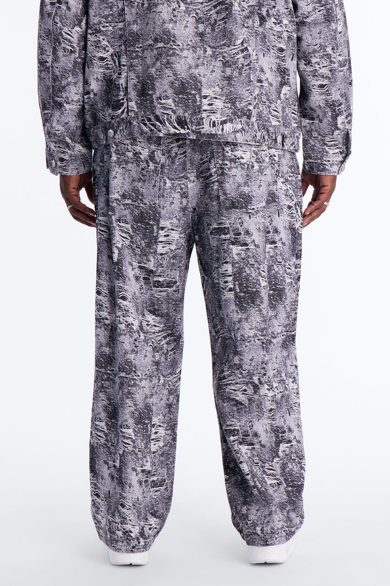 Baggy Ghost Distressed Printed Jean - Black Fashion Nova
