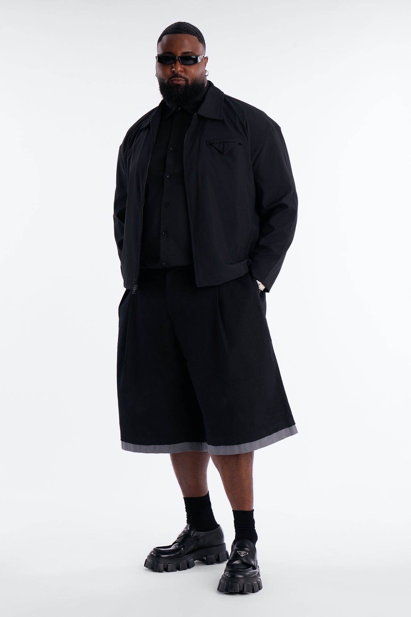 Baggy Pleated Milano Short - Black Fashion Nova