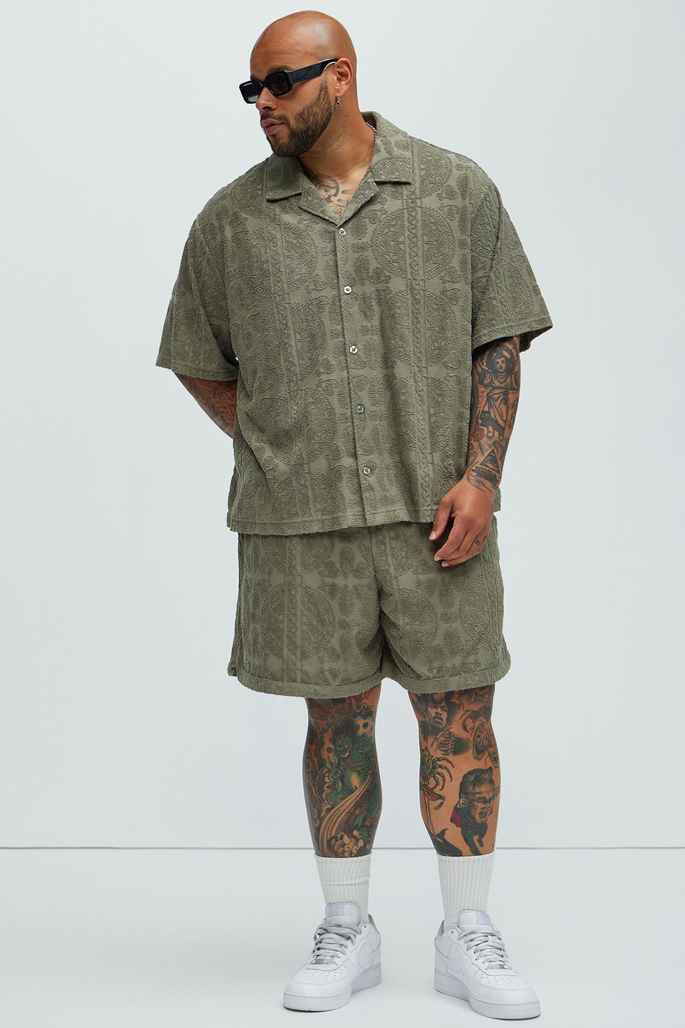 Link Textured Shorts - Olive Fashion Nova