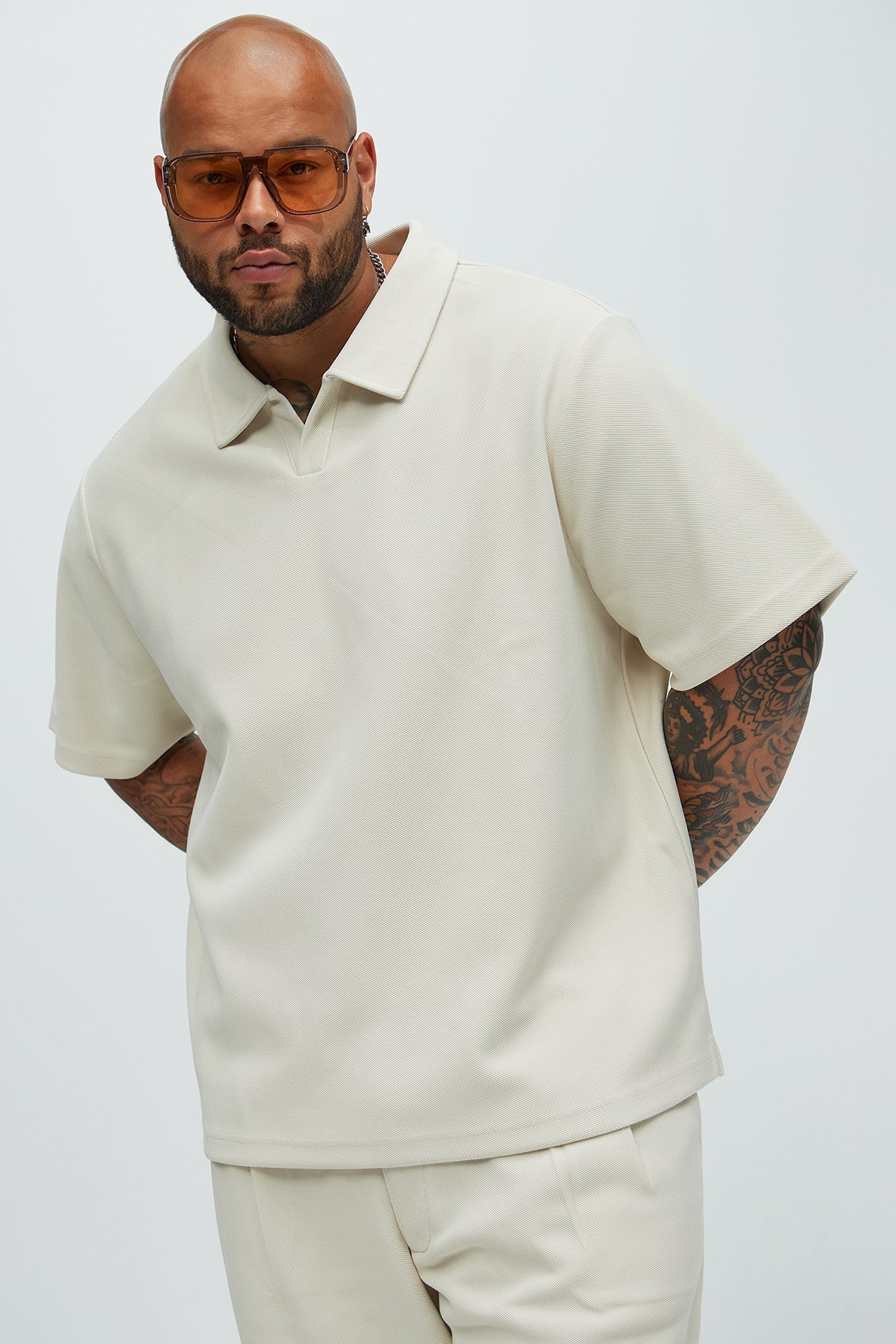 Turner Short Sleeve Polo - Cream Fashion Nova