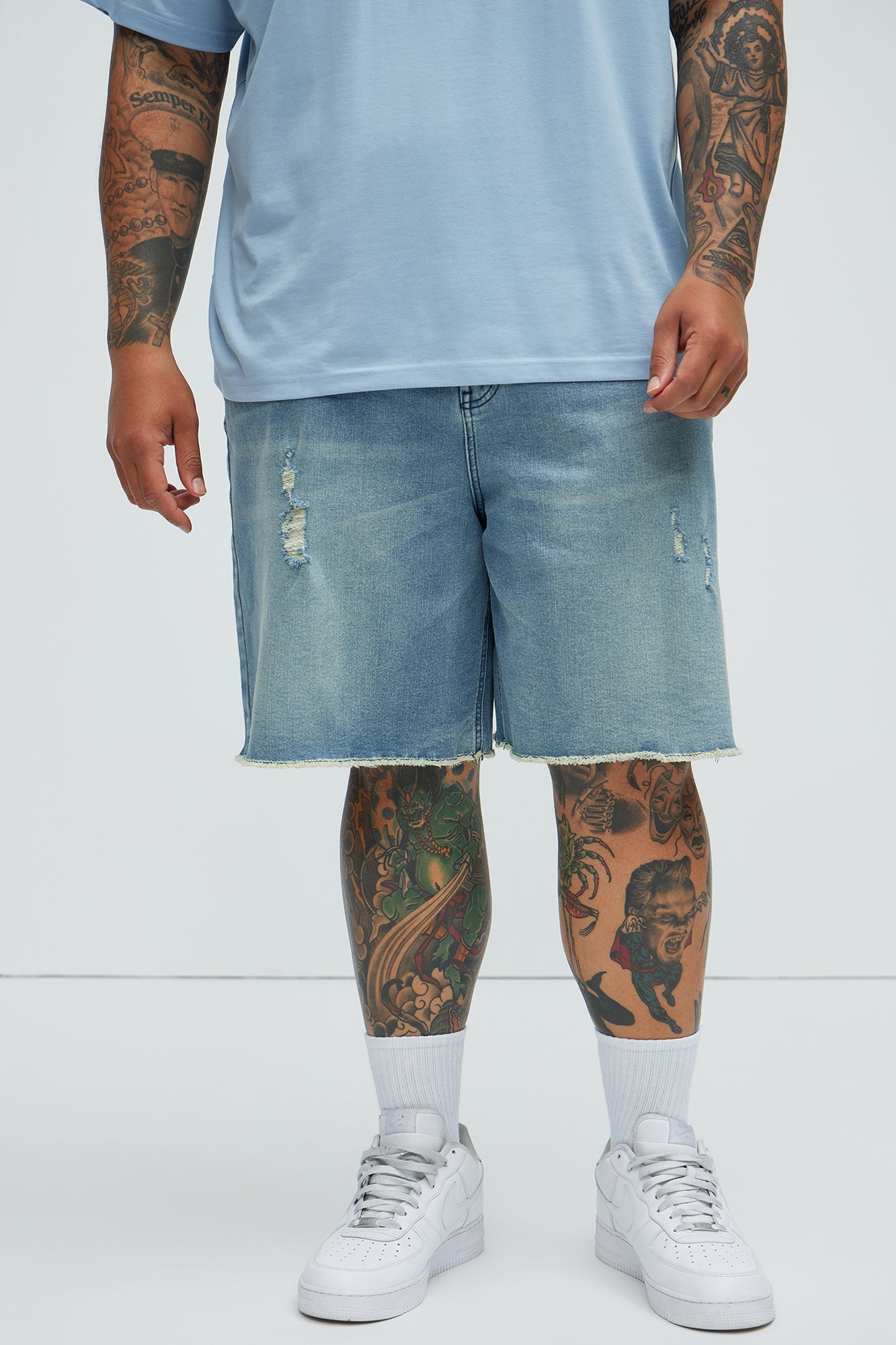 Lounge Relaxed Denim Shorts - Medium Blue Wash Fashion Nova
