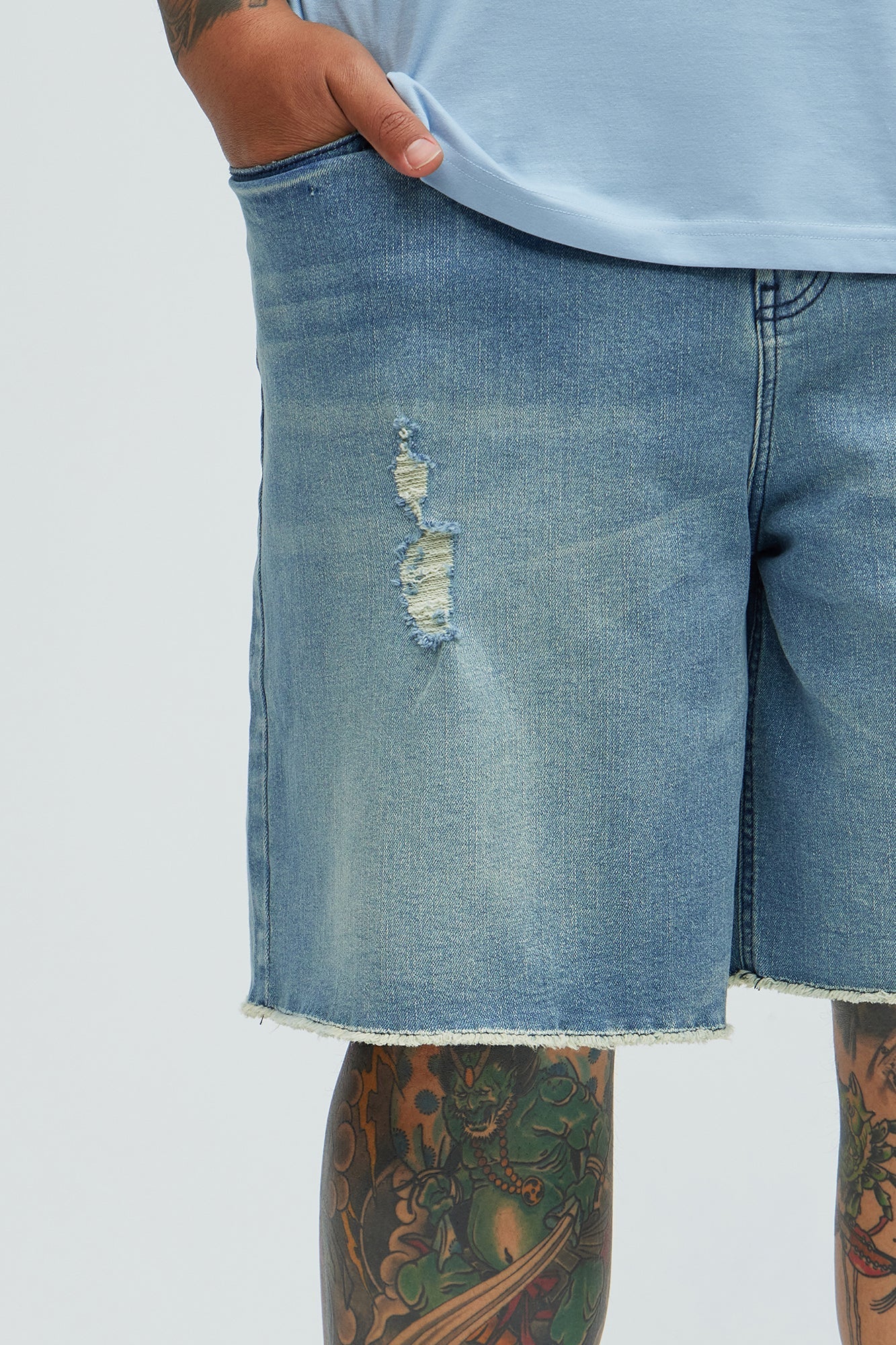 Lounge Relaxed Denim Shorts - Medium Blue Wash Fashion Nova