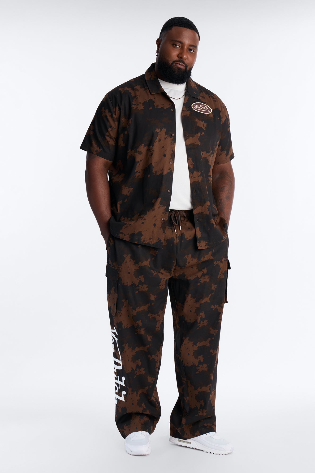 Von Dutch Rodeo Dual Cuban Button Up - Brown Fashion Nova