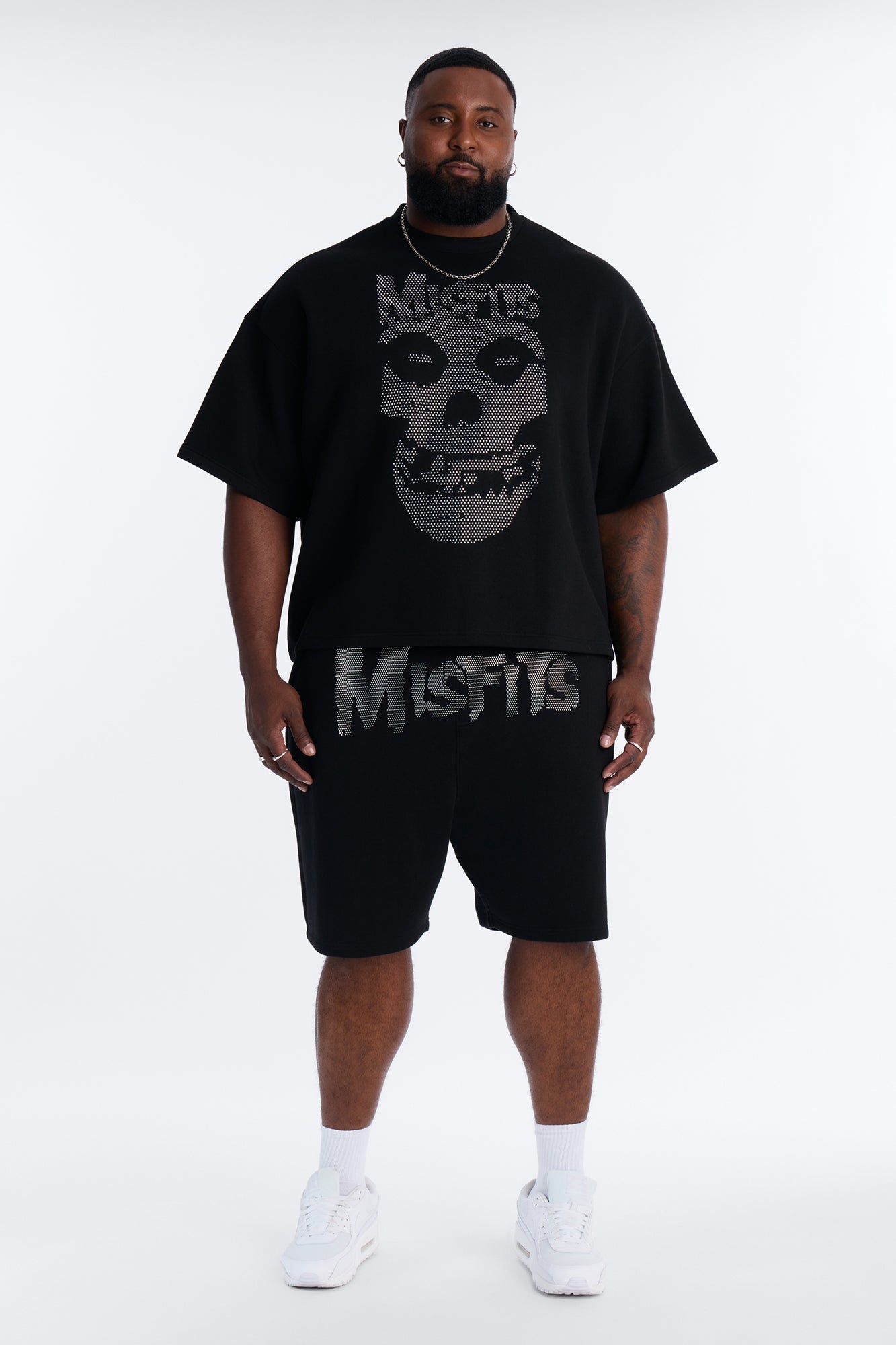 MIsfits Rhinestone Relaxed Sweatshorts - Black Fashion Nova