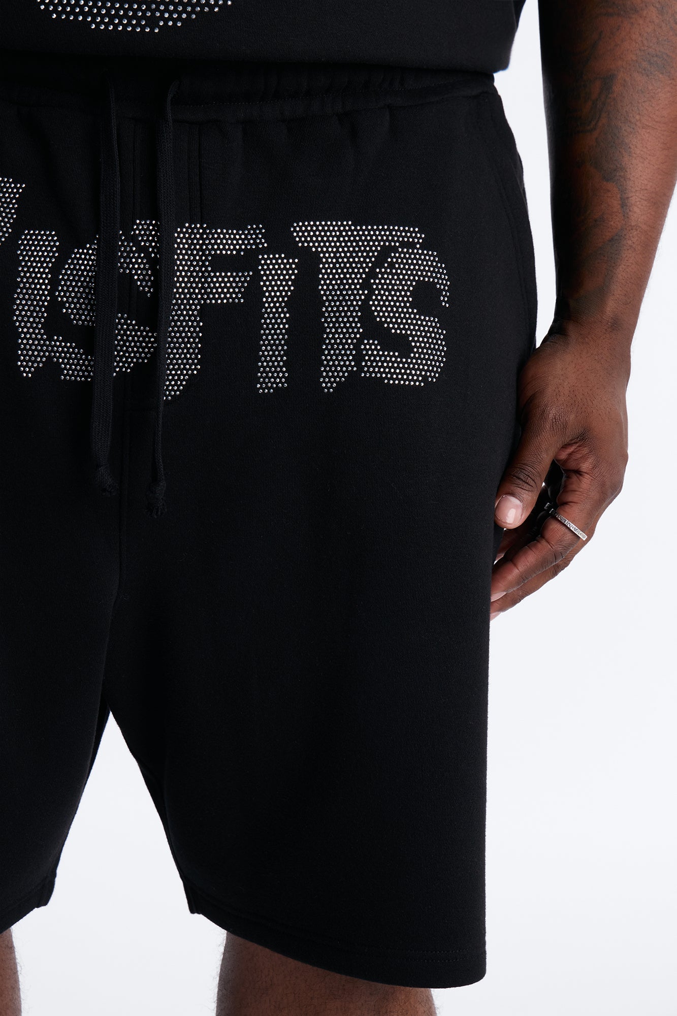 MIsfits Rhinestone Relaxed Sweatshorts - Black Fashion Nova