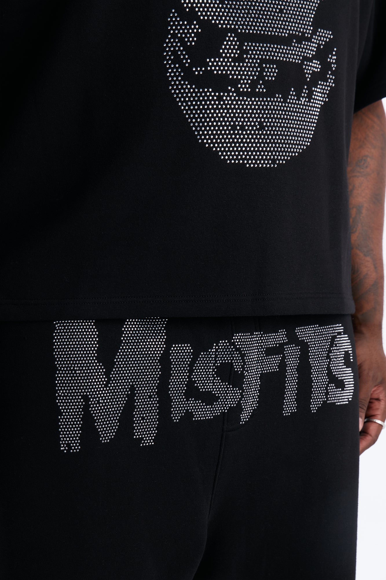 MIsfits Rhinestone Relaxed Sweatshorts - Black Fashion Nova