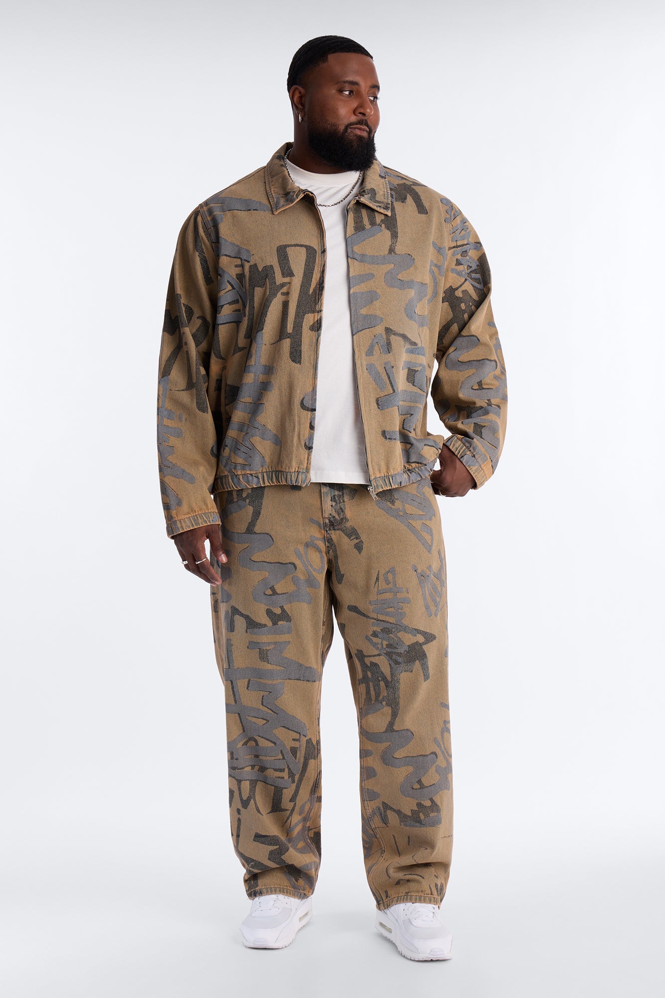 Vintage Graffiti Denim Bomber Jacket - Vintage Wash Fashion Nova