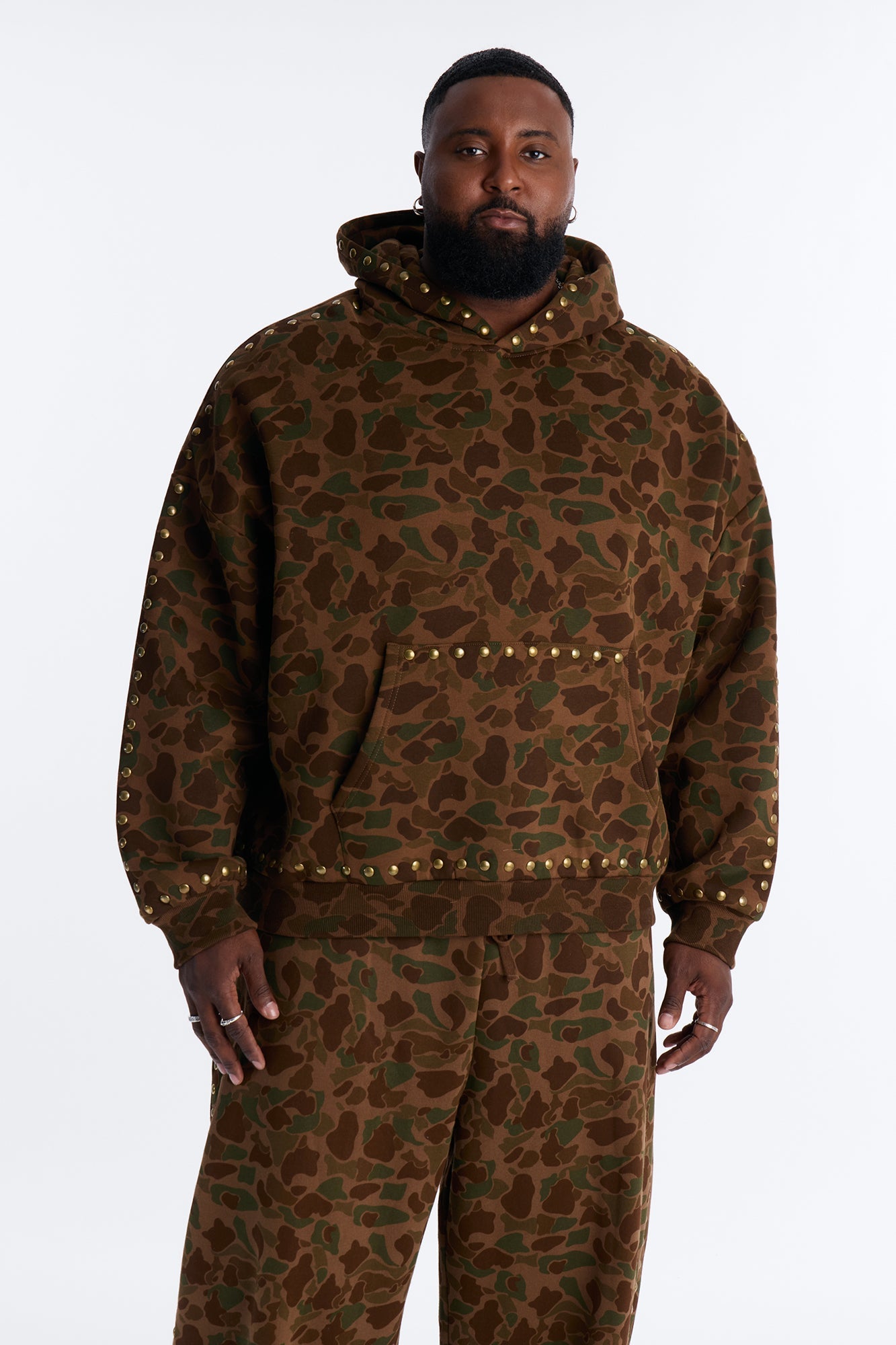 Oversized Frontline Studded Camo Hoodie - Camouflage Fashion Nova