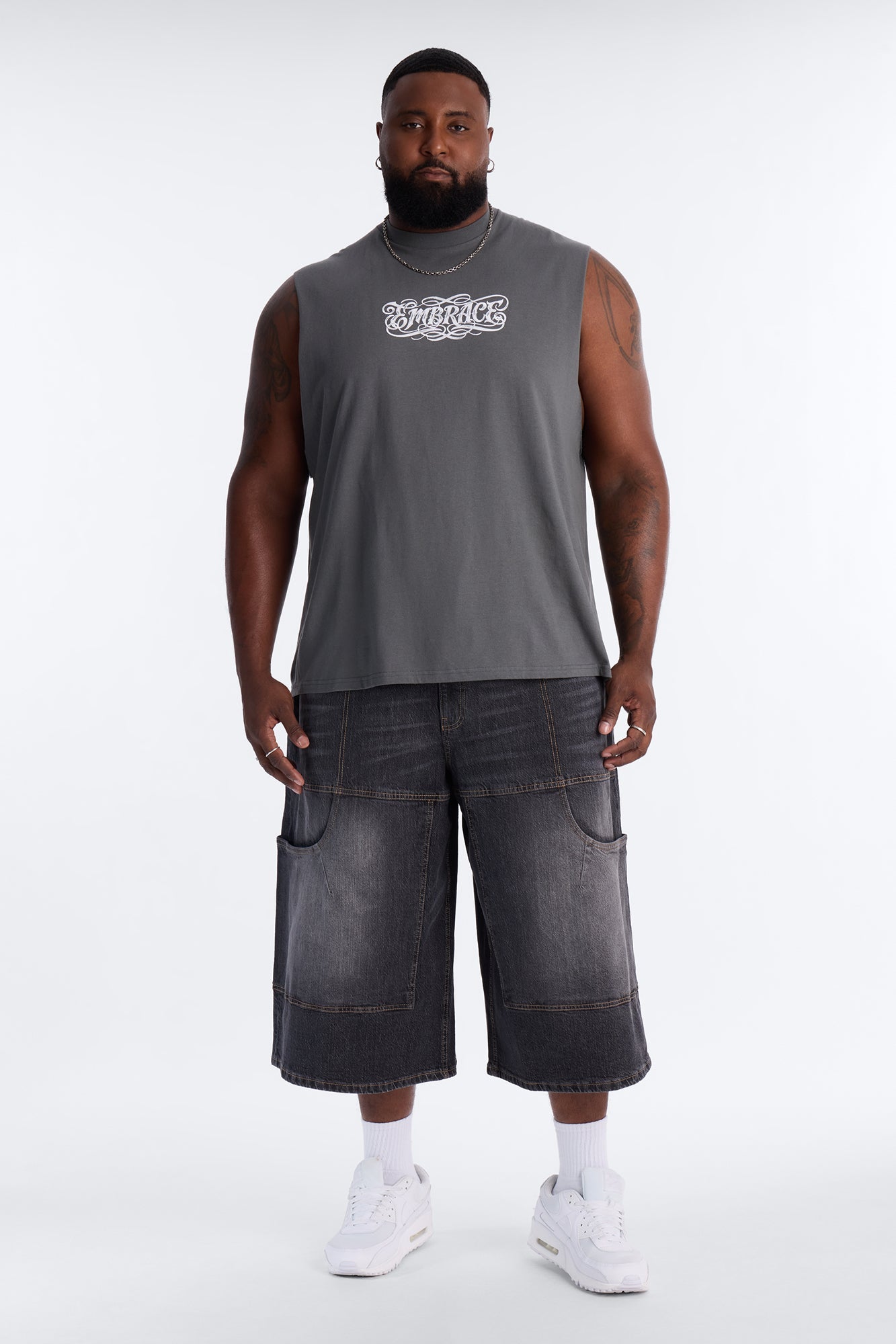 Holy Embrace Muscle Tee - Charcoal Fashion Nova