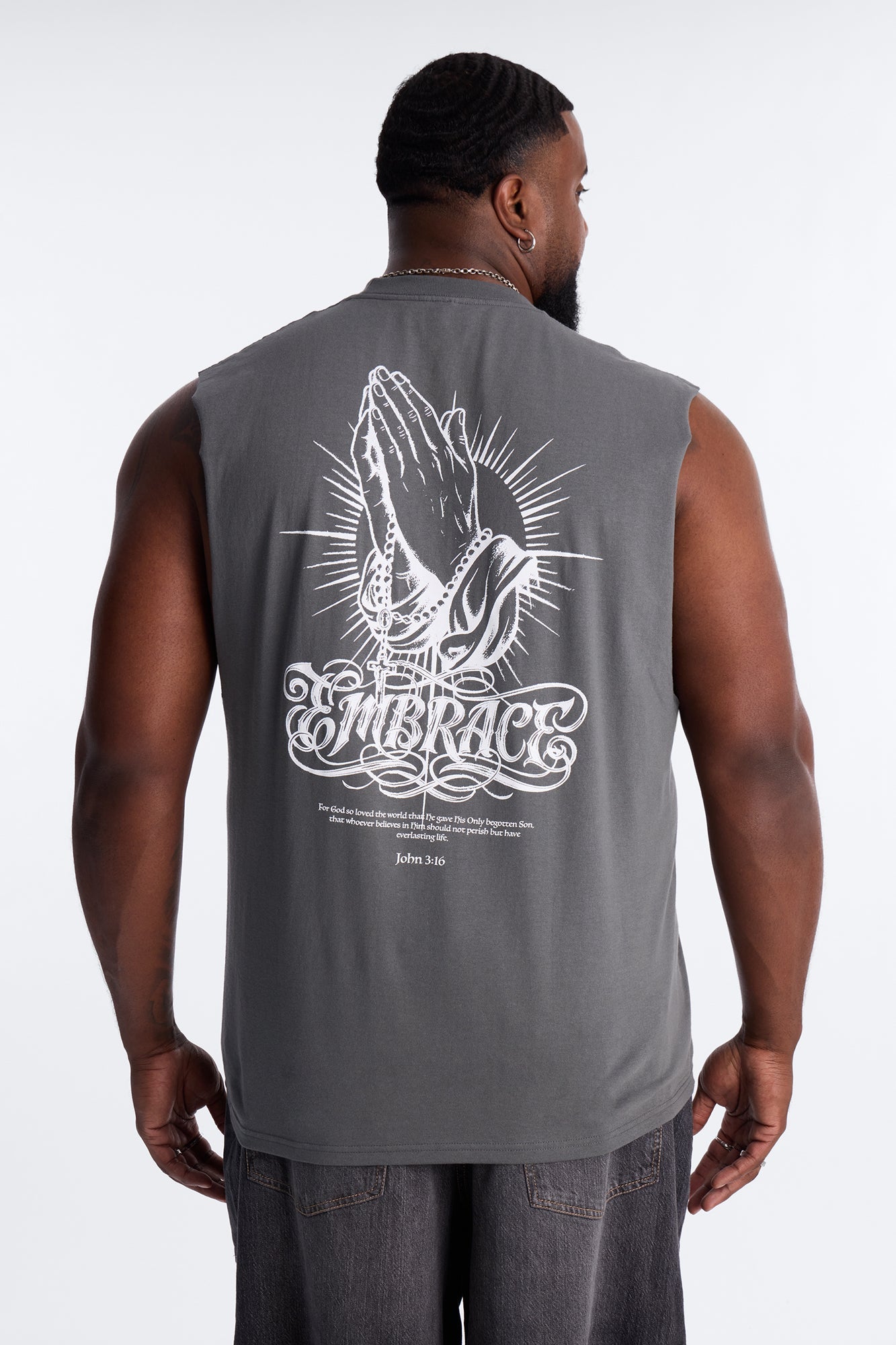 Holy Embrace Muscle Tee - Charcoal Fashion Nova