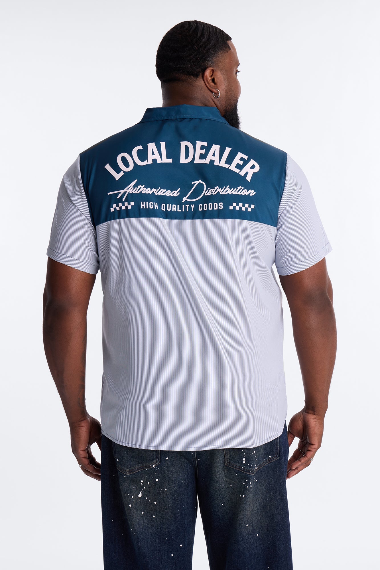 Local Dealer Striped Button Up Shirt - White Fashion Nova