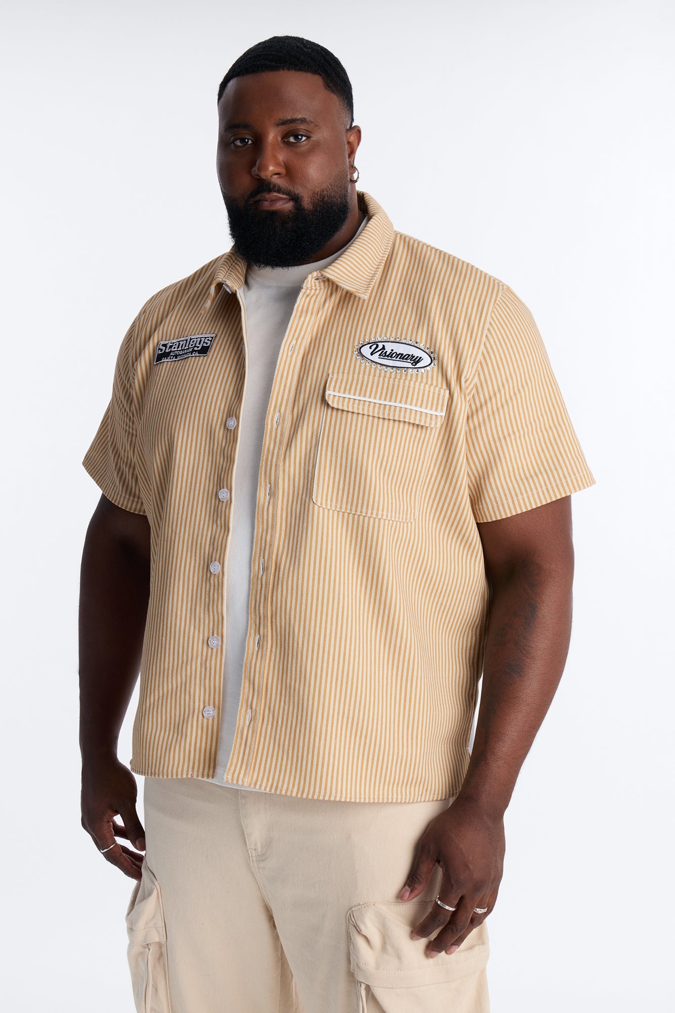 Visionary Service Mechanic Shirt - Tan Fashion Nova
