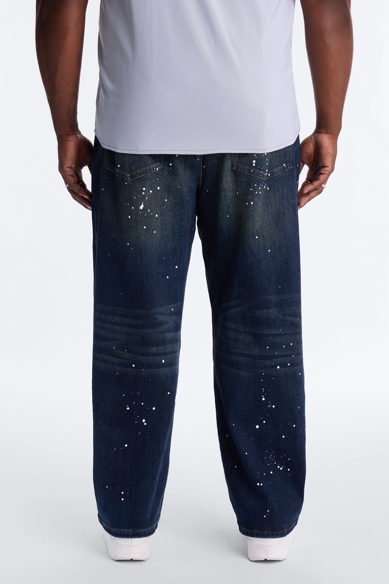 In The Paint Splat Baggy Jeans - Dark Wash Fashion Nova