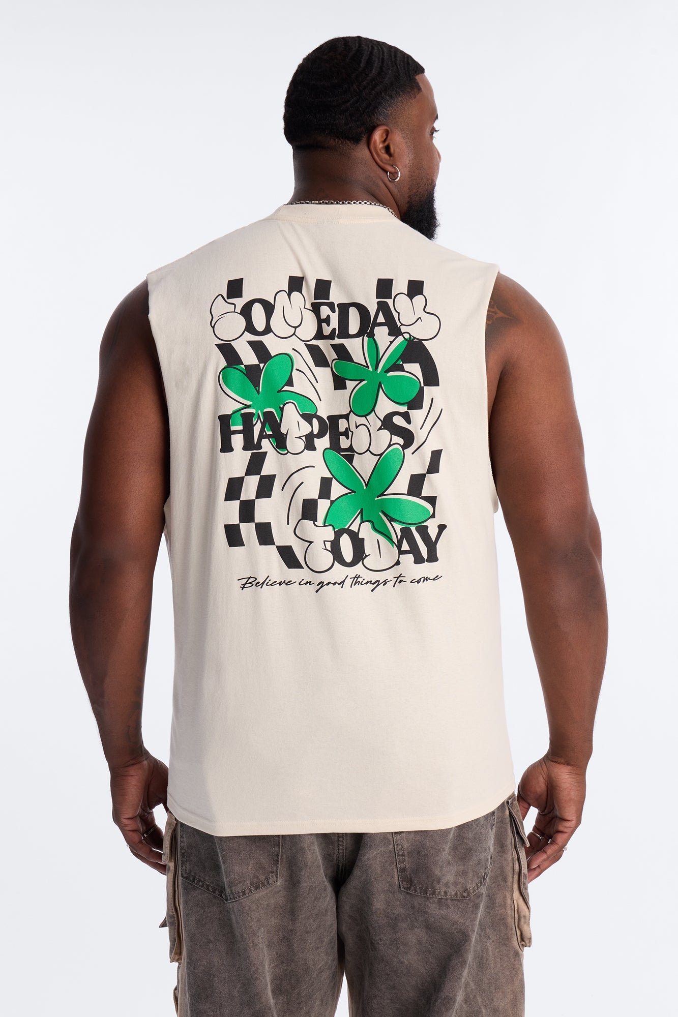 Someday Happens Today Muscle Tee - Cream Fashion Nova