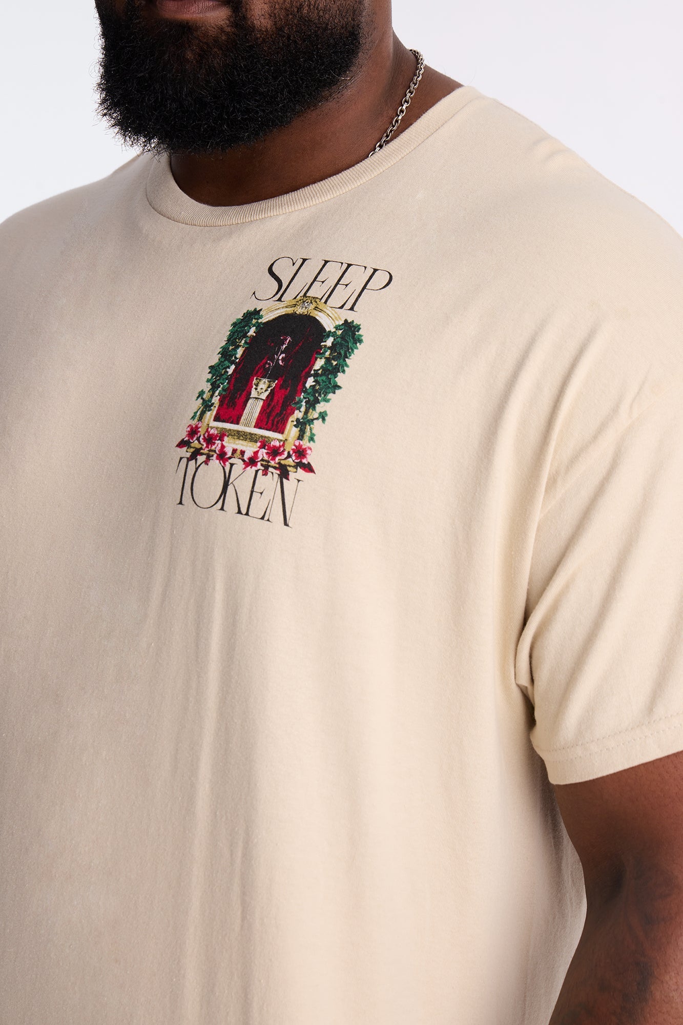 Sleep Token Rose Short Sleeve Tee - Cream Fashion Nova