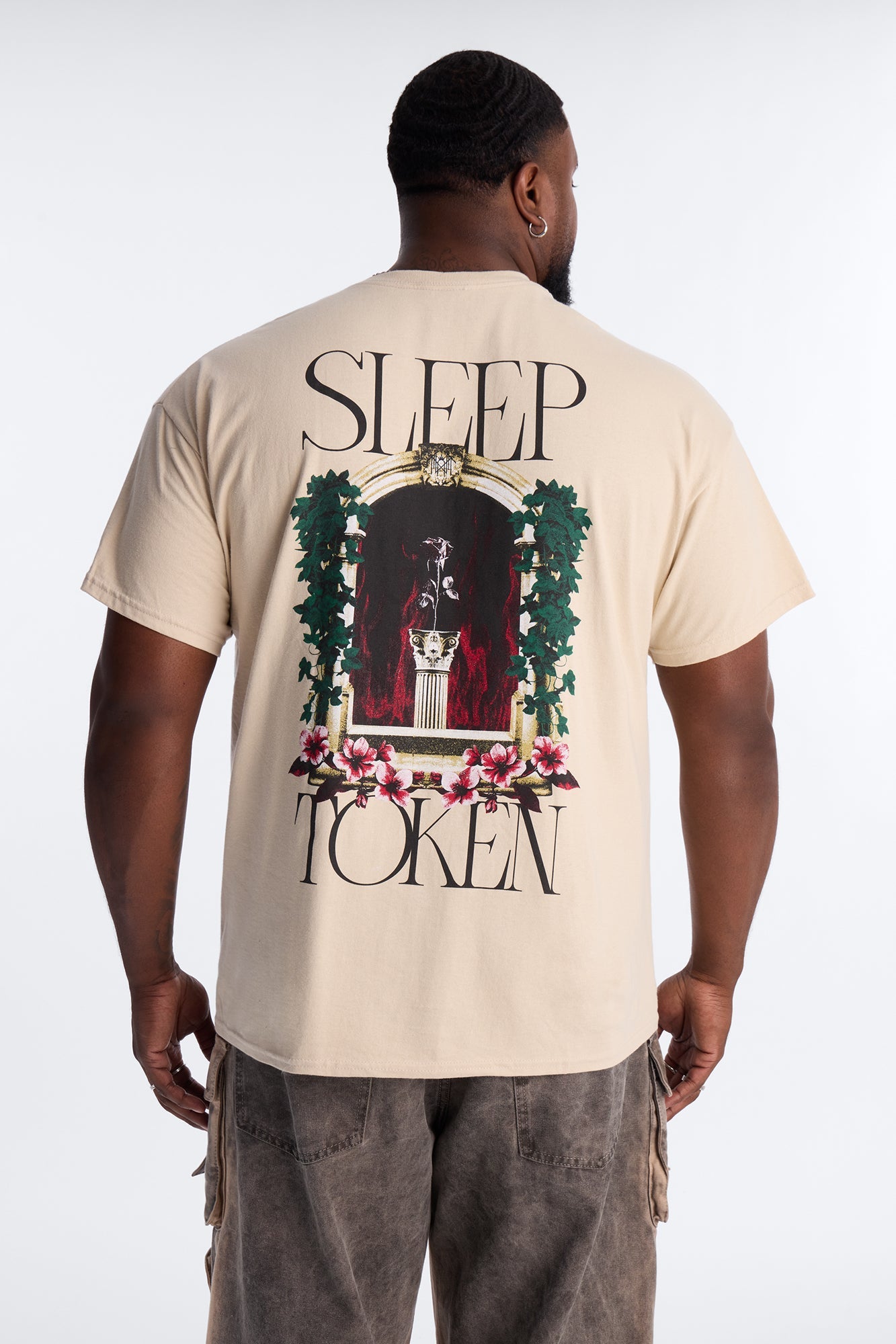Sleep Token Rose Short Sleeve Tee - Cream Fashion Nova