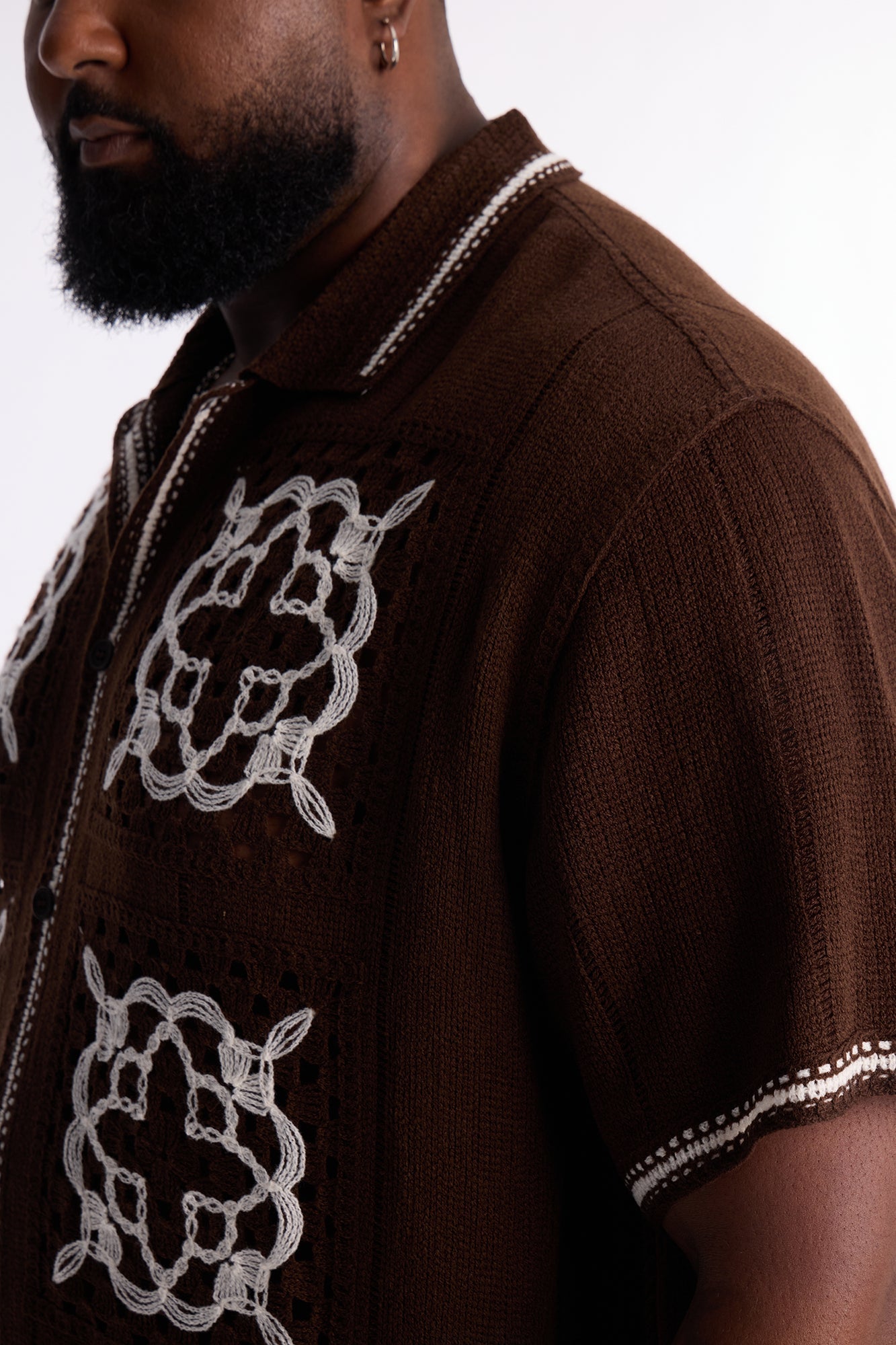 Lido Isle Crochet Button Up Shirt - Brown Fashion Nova
