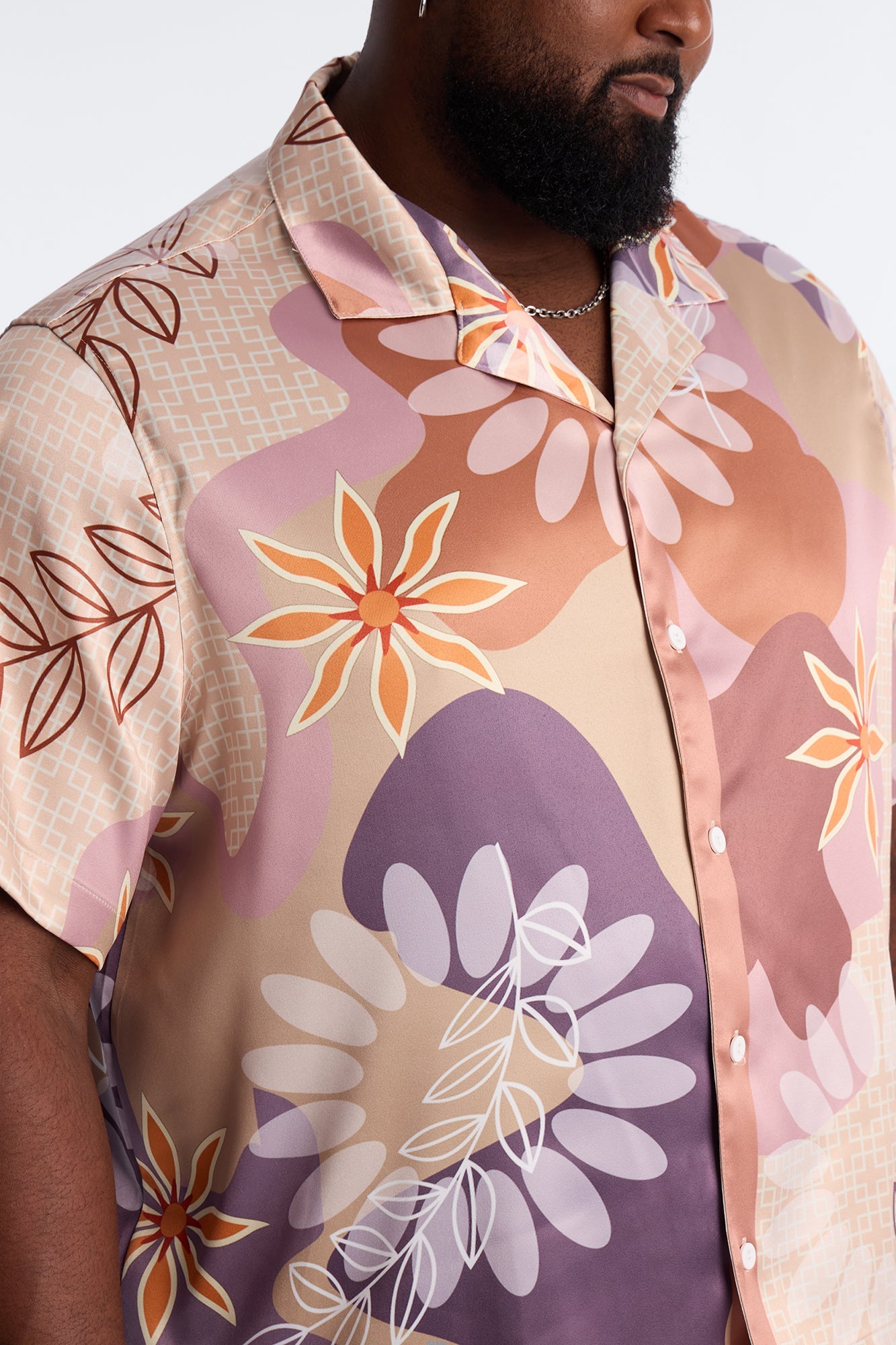 Relaxed Palm Bloom Cuban Button Up Shirt - Pink Fashion Nova