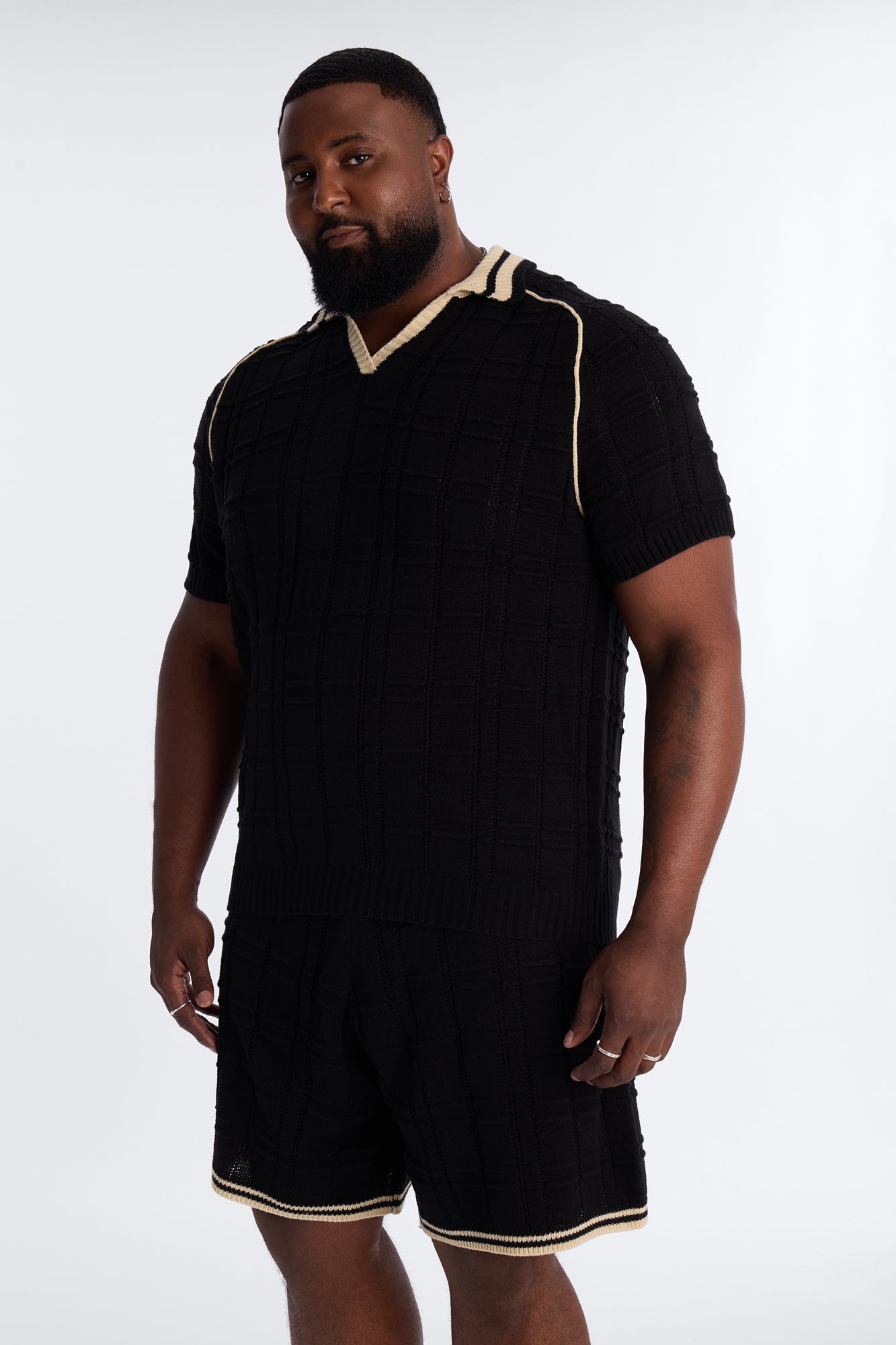 Relaxed Riviera Johnny Collar Knit Polo - Black Fashion Nova
