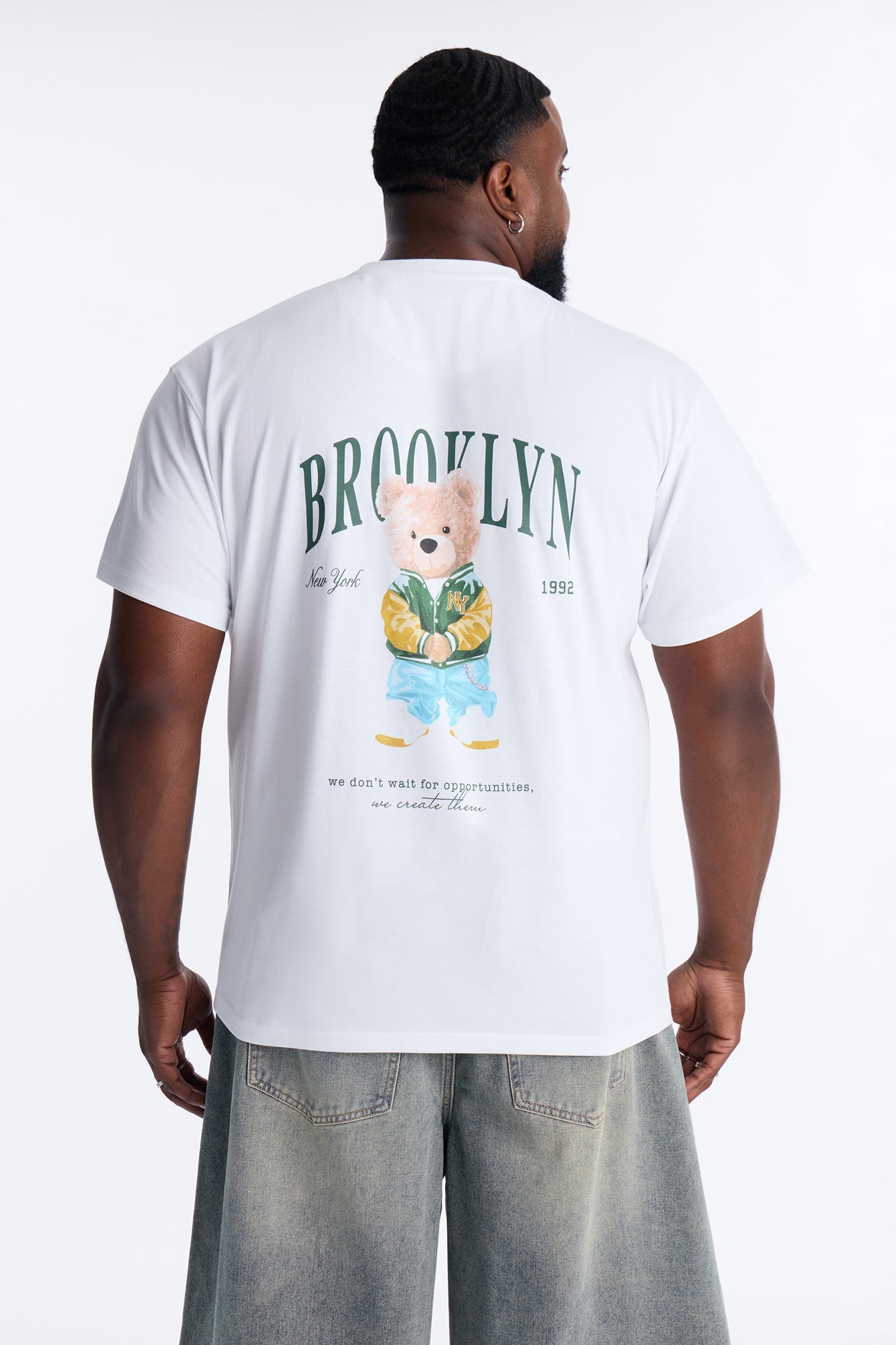 Brooklyn Bear Short Sleeve Tee - White Fashion Nova