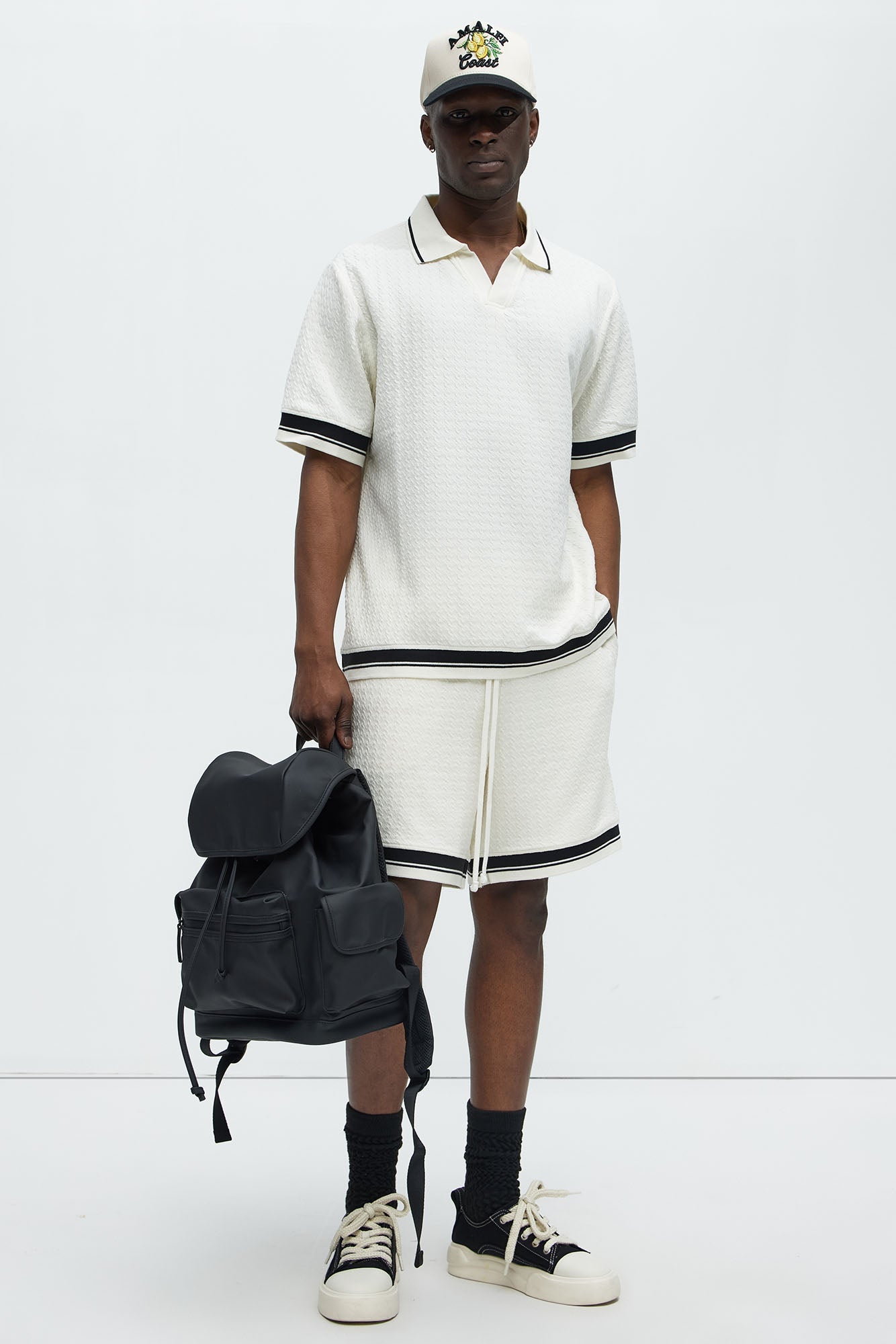 Princeton Textured Johnny Collar Polo Shirt - Cream Fashion Nova