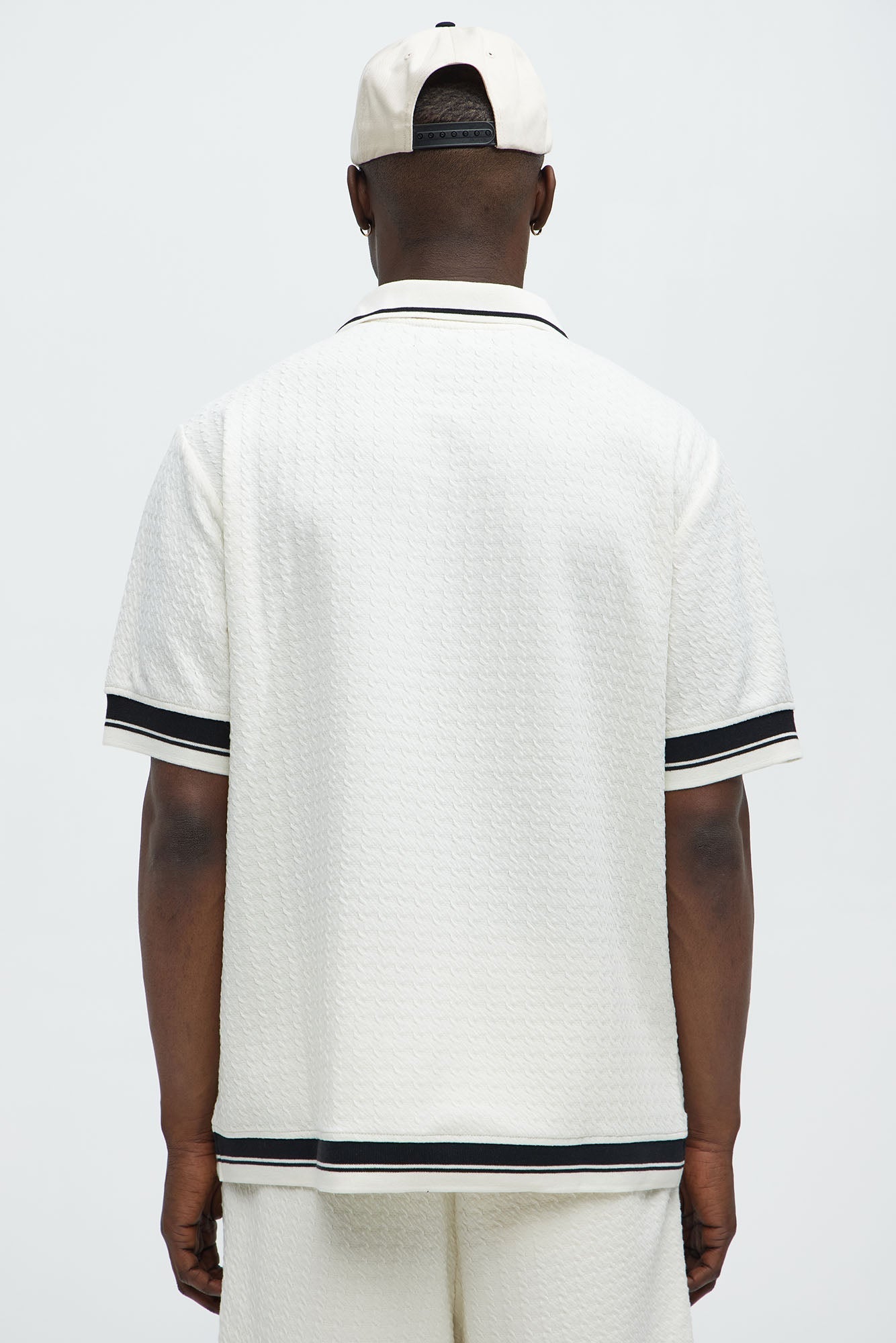 Princeton Textured Johnny Collar Polo Shirt - Cream Fashion Nova