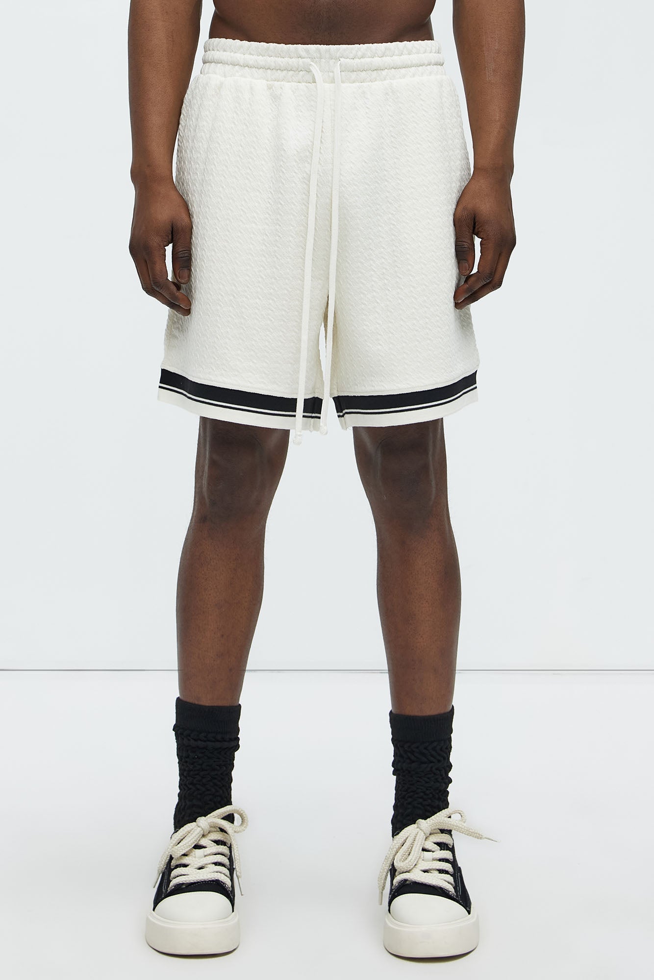 Princeton Textured Shorts - Cream Fashion Nova