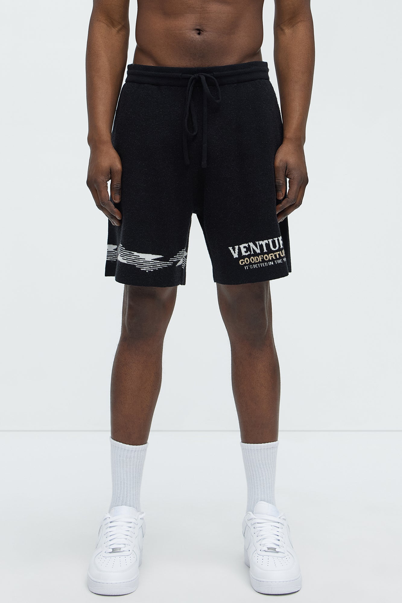 Dragon Palm Knitted Relaxed Shorts - Black/combo Fashion Nova