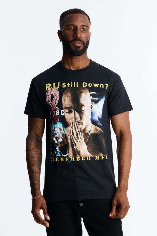 2pac R U Still Down Short Sleeve Tee - Black Fashion Nova