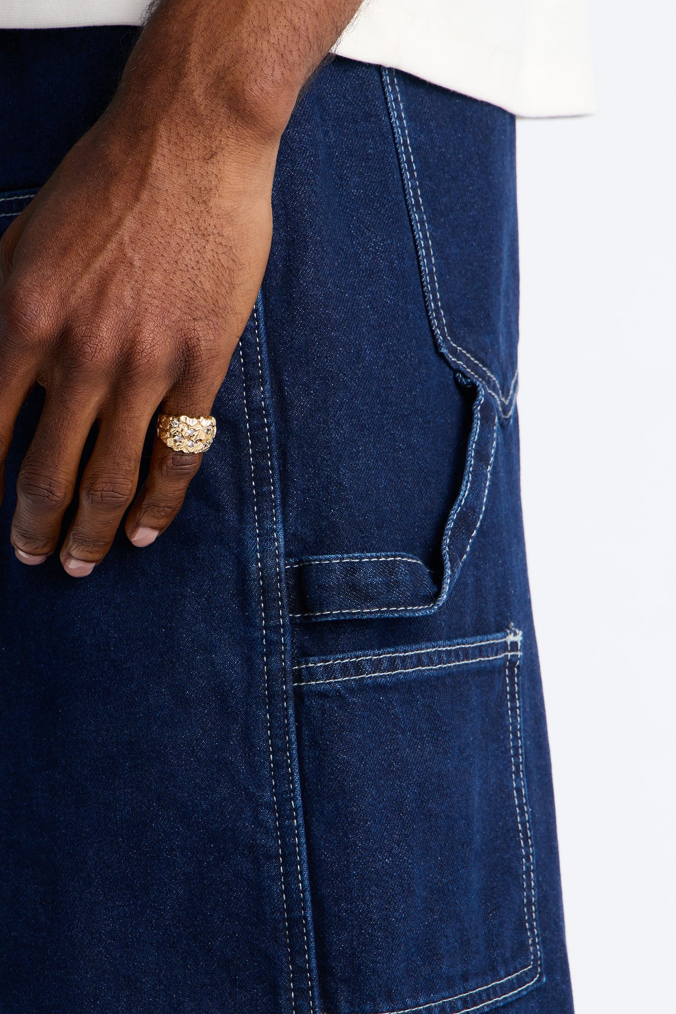 Super Baggy Button Drop Denim Shorts - Dark Wash Fashion Nova