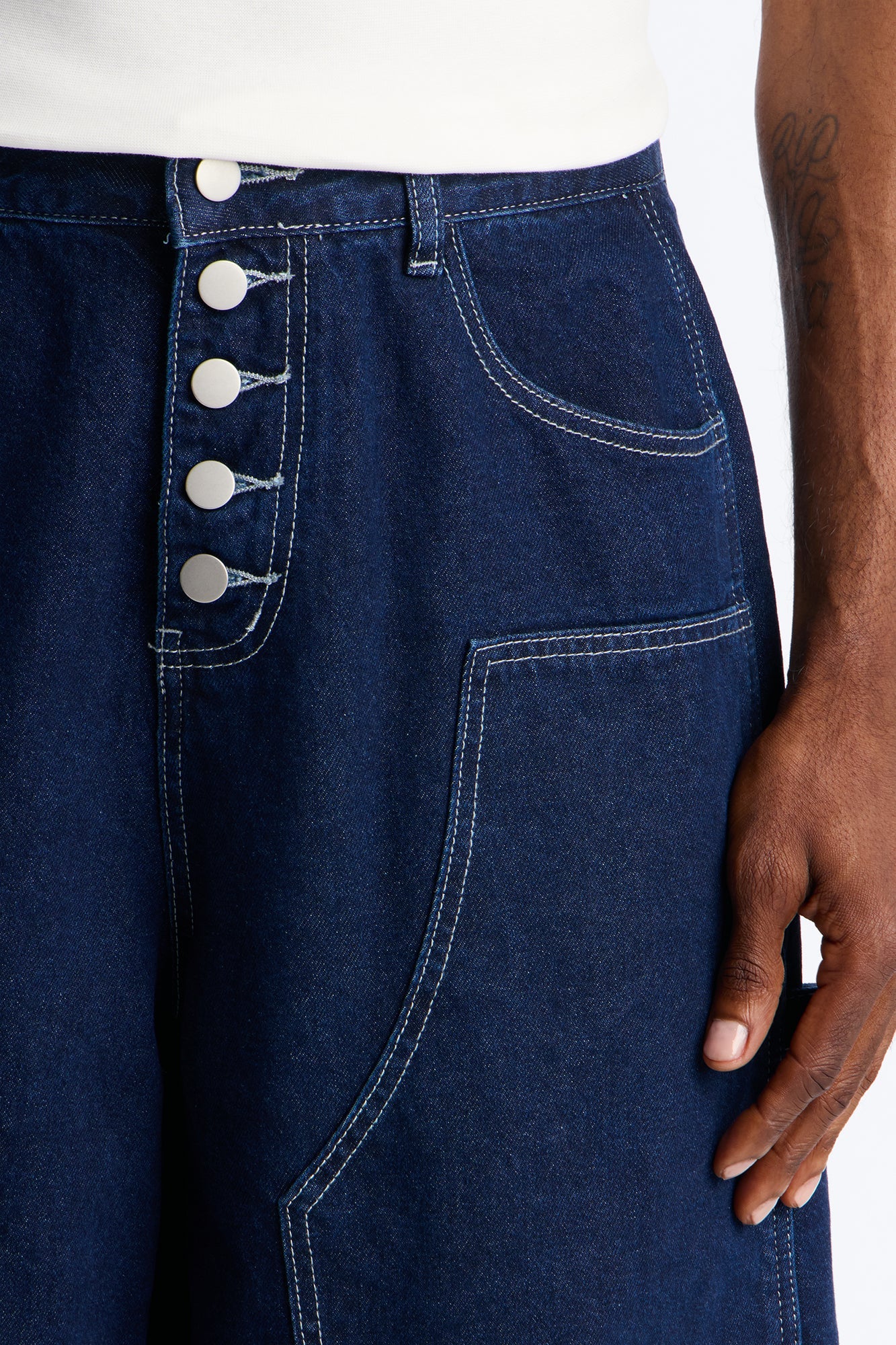 Super Baggy Button Drop Denim Shorts - Dark Wash Fashion Nova