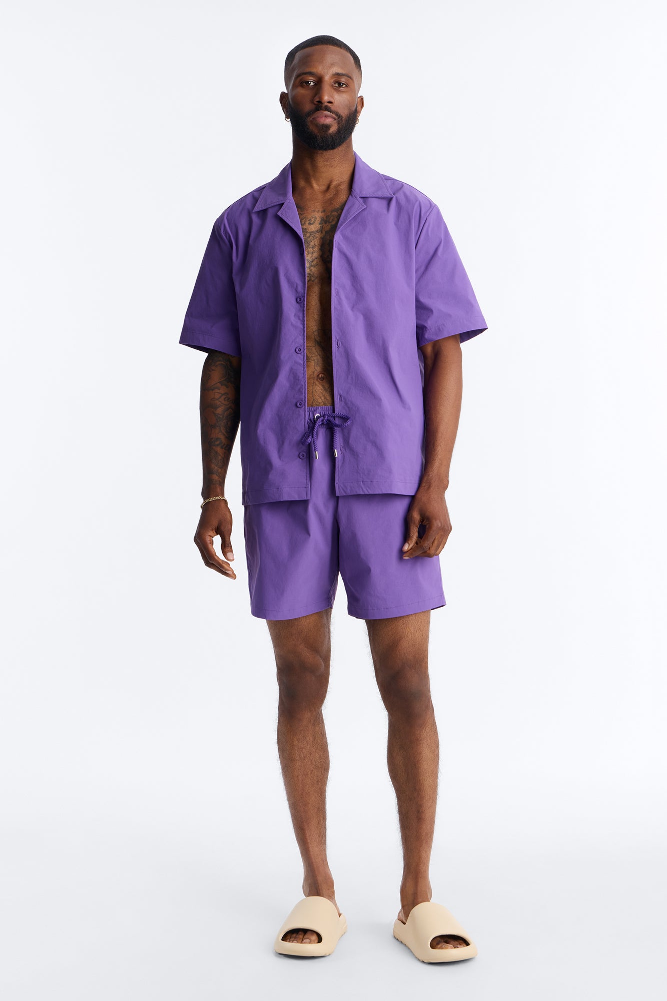 Montez Stretch Swim Trunk 7″ - Purple Fashion Nova