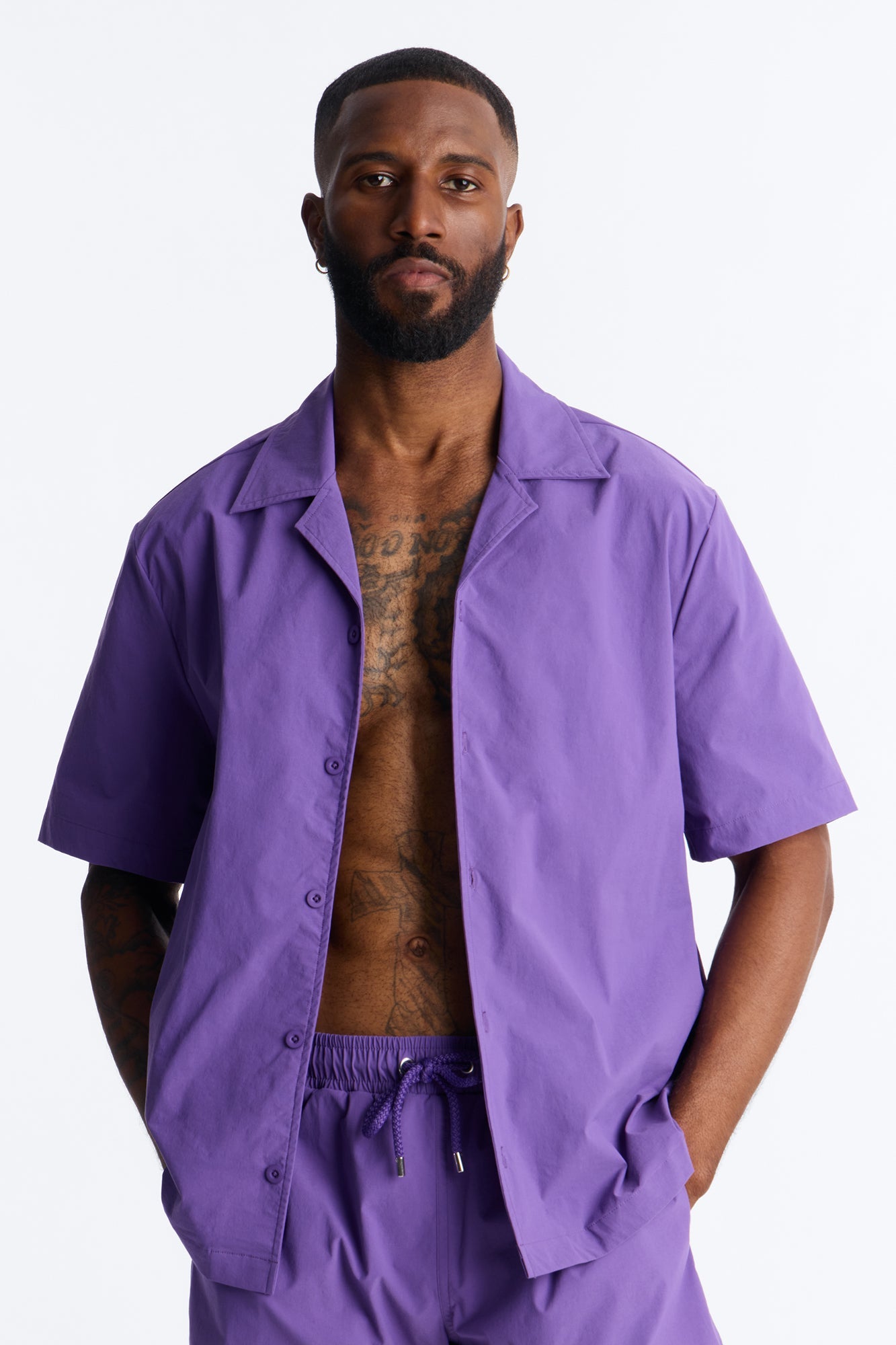 Montez Cuban Collar Button Up Shirt - Purple Fashion Nova