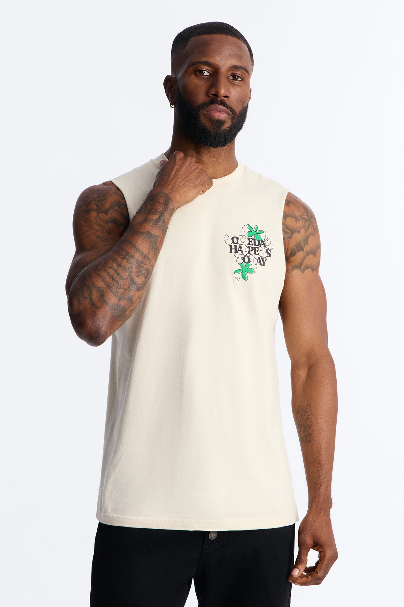 Someday Happens Today Muscle Tee - Cream Fashion Nova